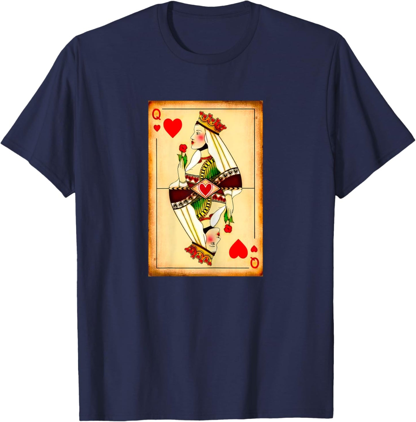 Queen of Hearts Vintage Matching Couple Saint Valentine Day T-Shirt - T-Shirt | Navy