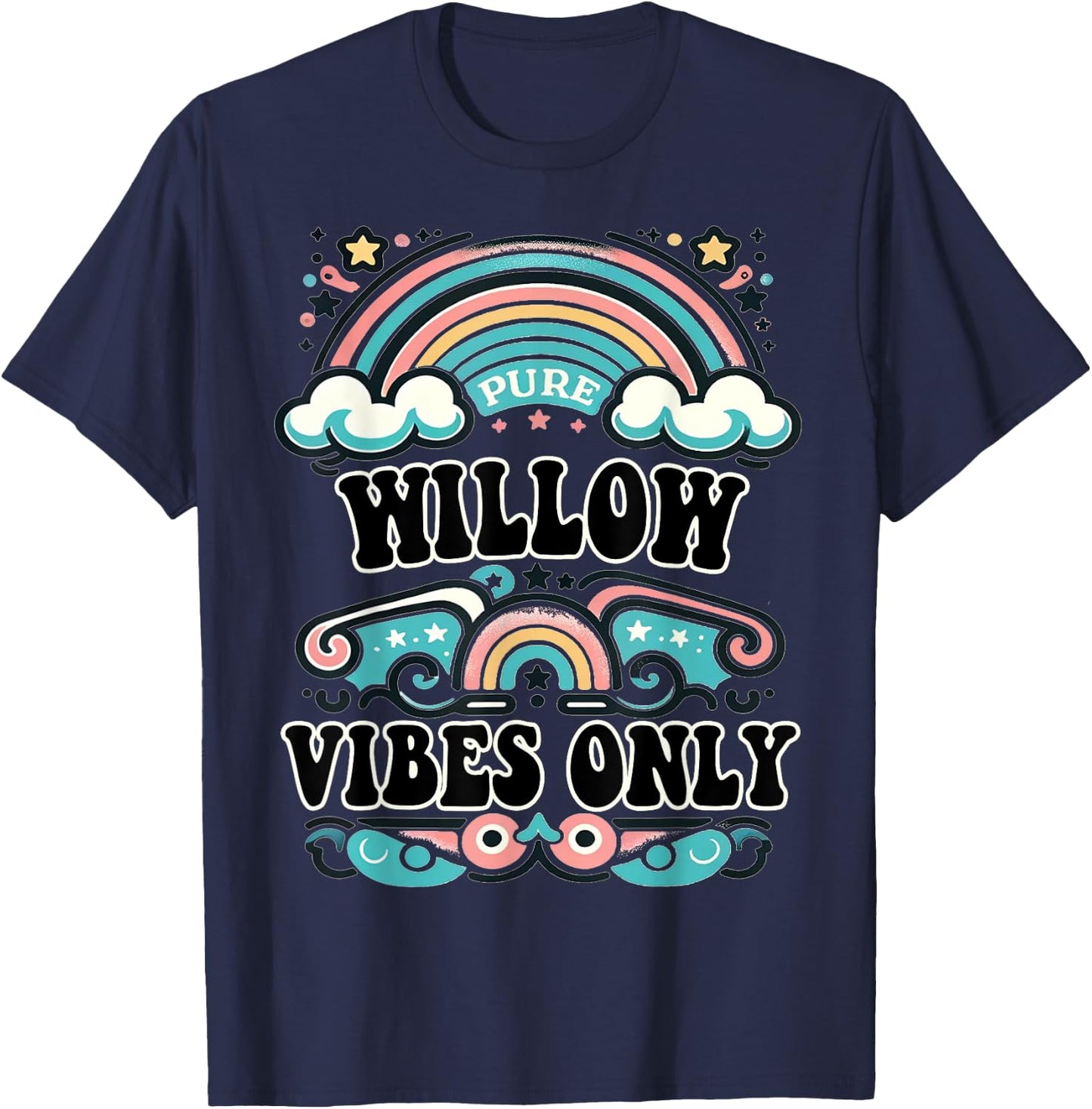 WILLOW Vibes Only Cute Retro Girls WILLOW Name T-Shirt - T-Shirt | Navy