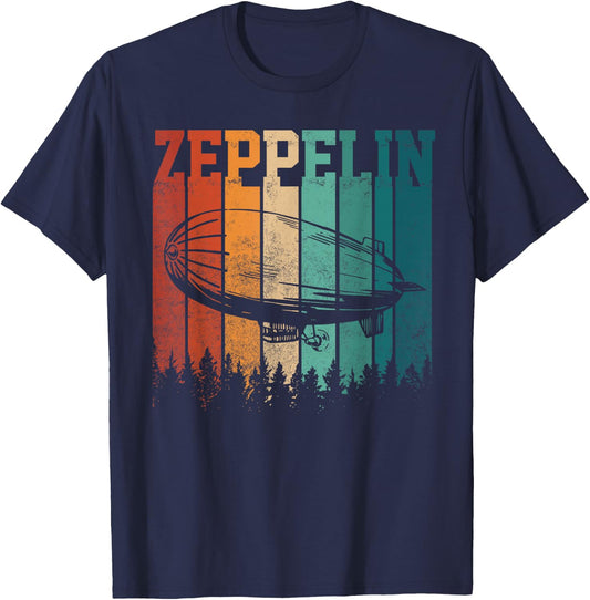 Retro Zeppelin 70s 80s Dirigible Airship Vintage T-Shirt - T-Shirt | Navy