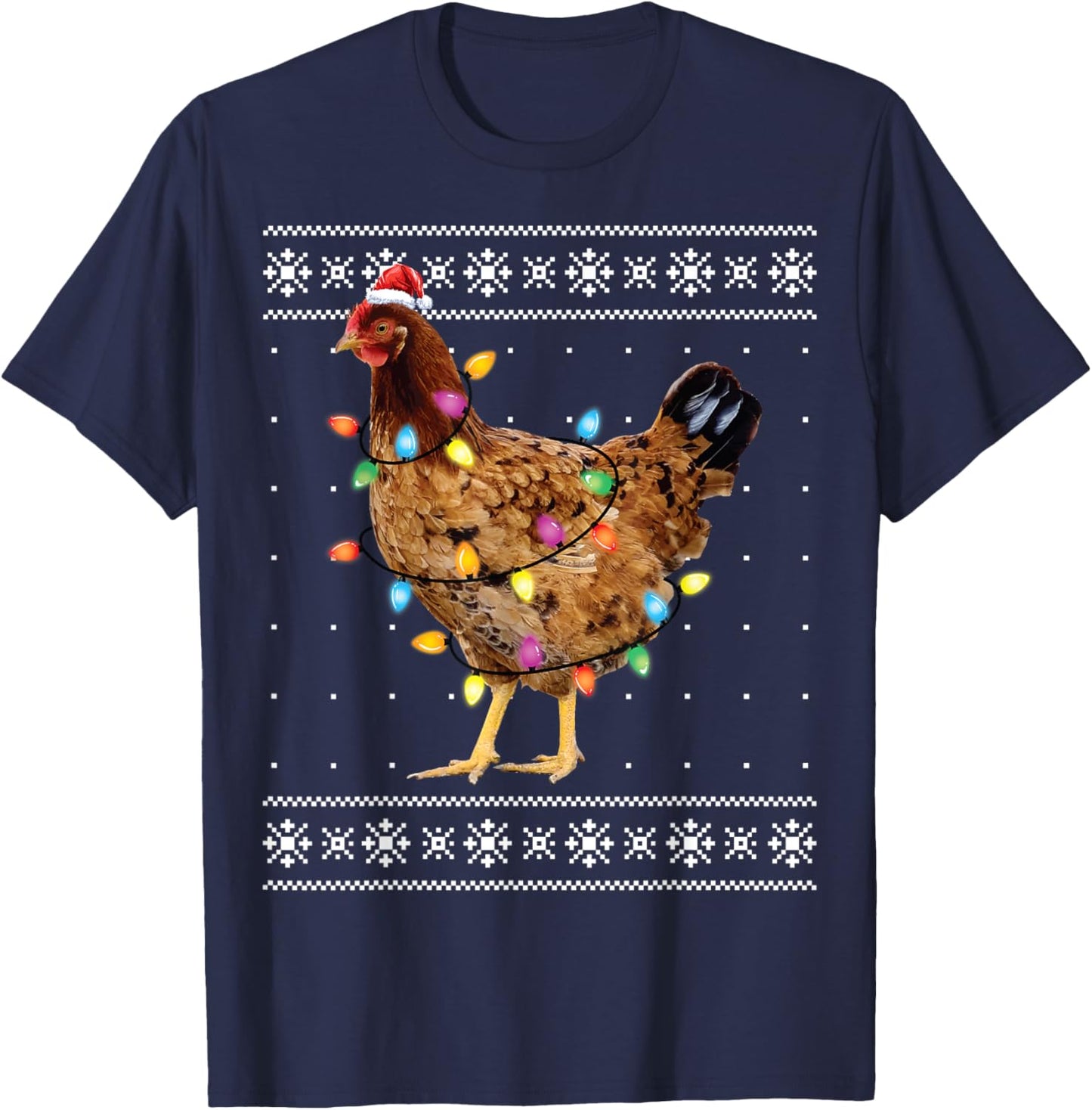 Ugly Christmas Sweater Funny Chicken Christmas T-Shirt - T-Shirt | Navy