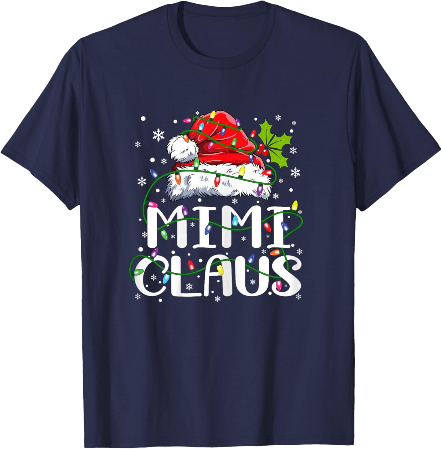 Mimi Claus Christmas Lights Pajama Family Matching T-Shirt - T-Shirt | Navy