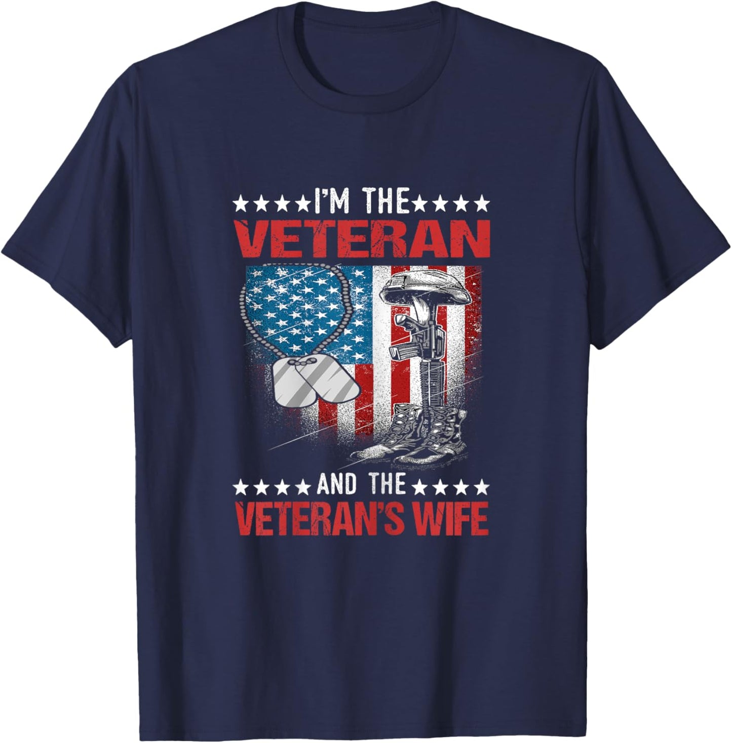 I'm The Veteran and The Veteran's Wife - Female Veterans T-Shirt - T-Shirt | Navy
