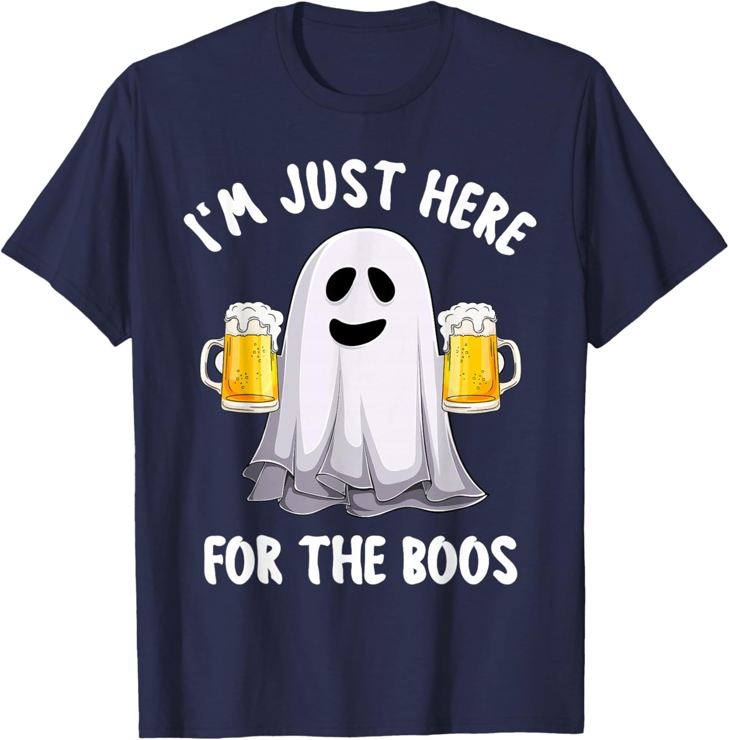 Men Funny Halloween I'm Just Here For The Boos Cute Boos T-Shirt - T-Shirt | Navy