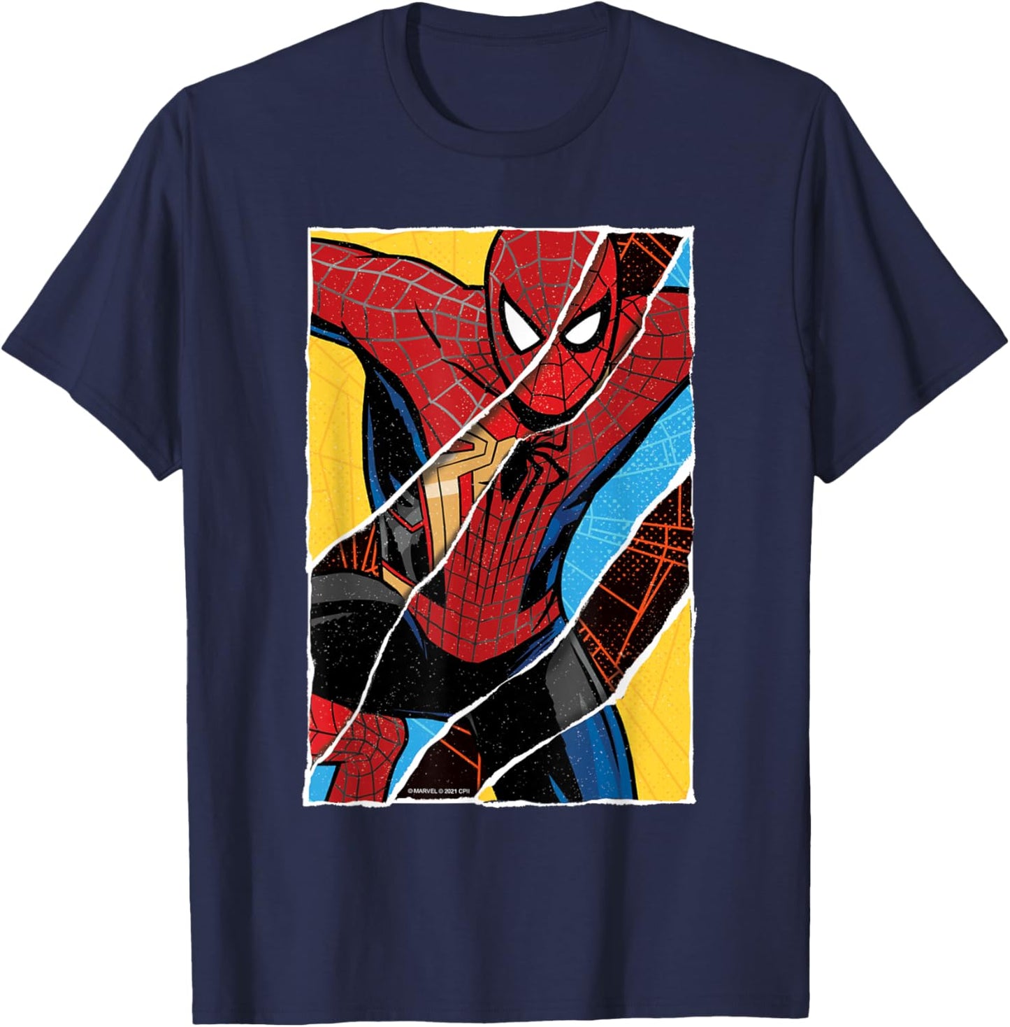 Marvel Spider-Man: No Way Home Spider-Men Comic Collage T-Shirt - T-Shirt | Navy