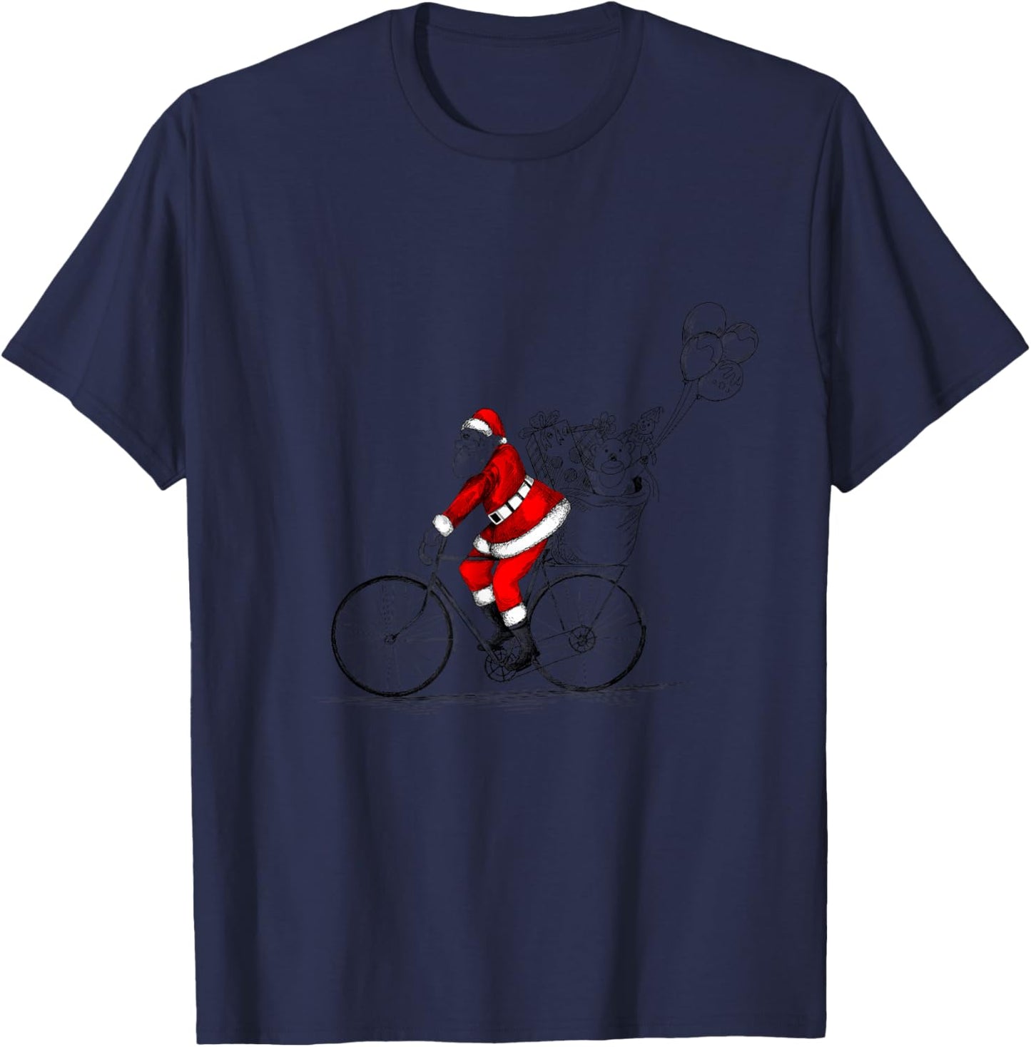 Santa on bicycle shirt funny Santa Christmas family matching T-Shirt - T-Shirt | Navy