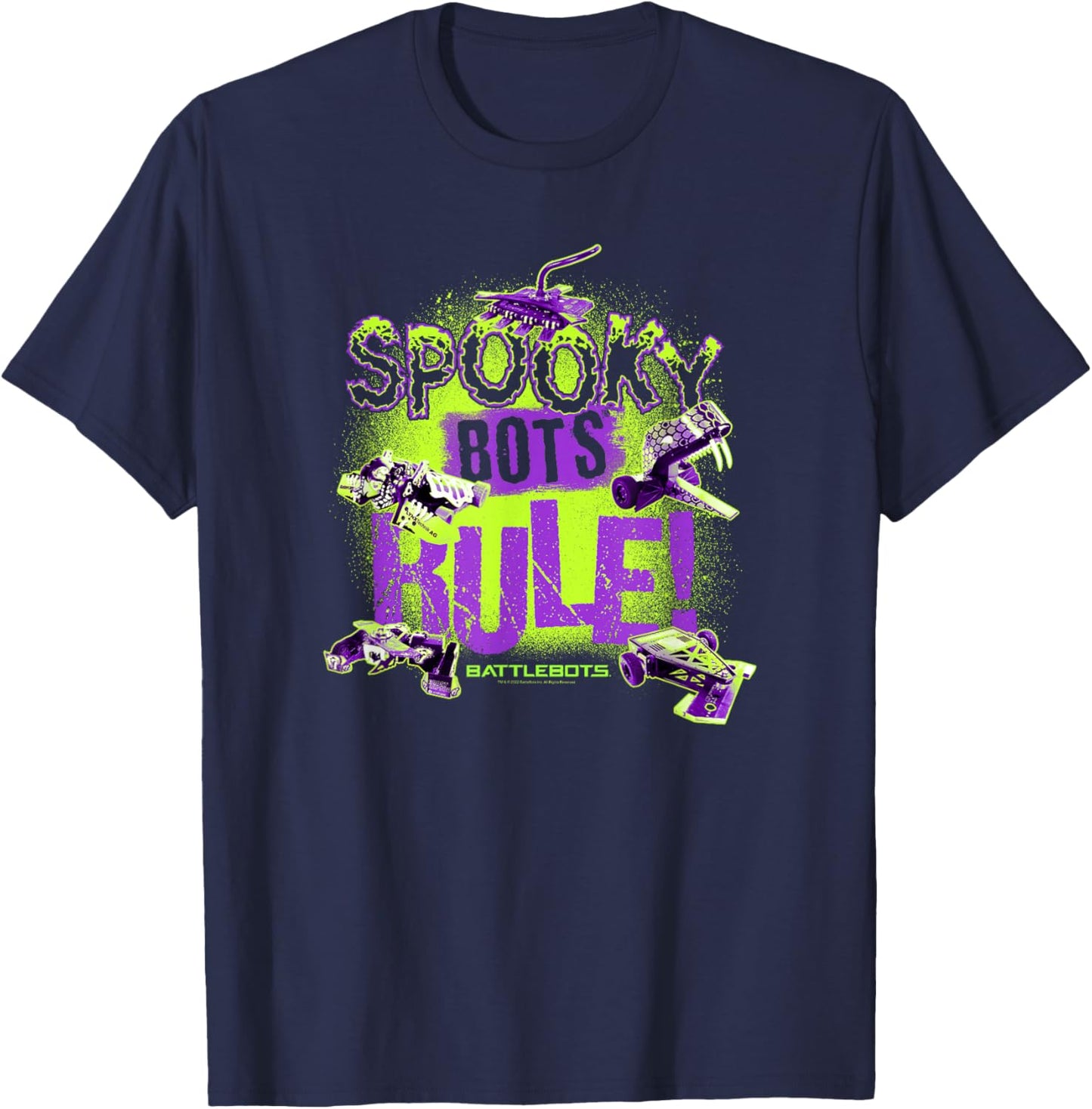 BattleBots Halloween Spooky Bots Rule! Group Poster T-Shirt - T-Shirt | Navy