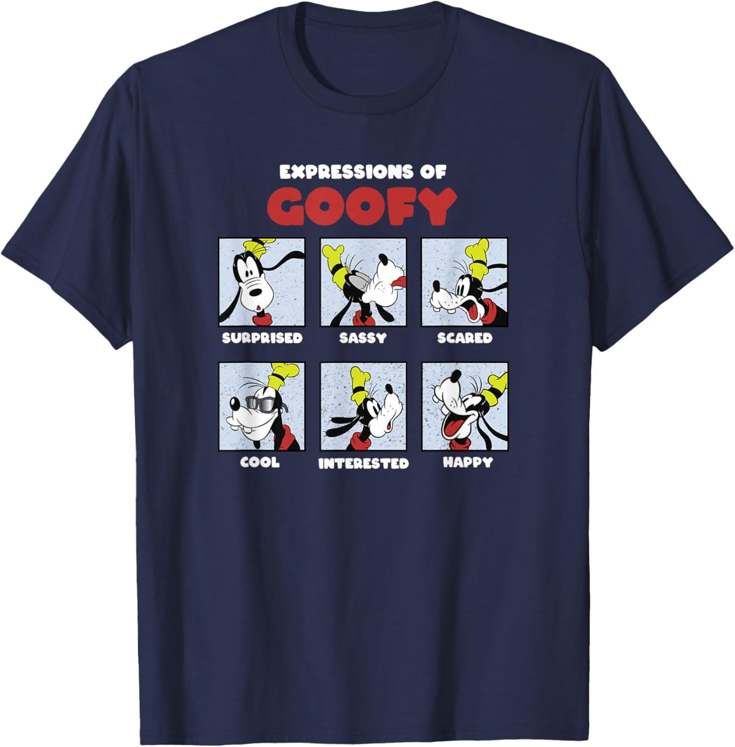 Disney Mickey And Friends Expressions Of Goofy Box Up T-Shirt - T-Shirt | Navy
