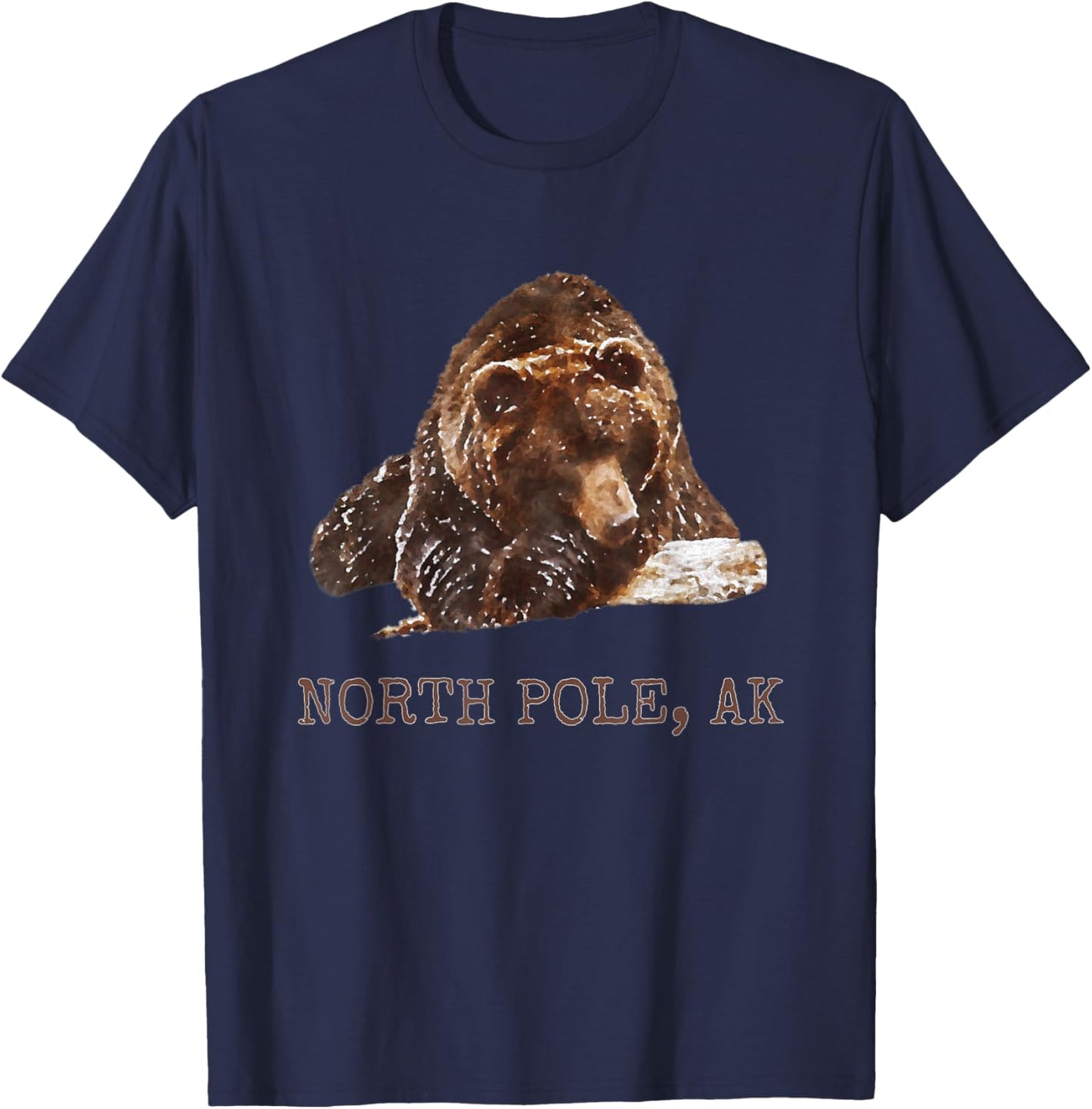 North Pole Brown Grizzly Bear In Snow Alaska Pacific NW Gift T-Shirt - T-Shirt | Navy