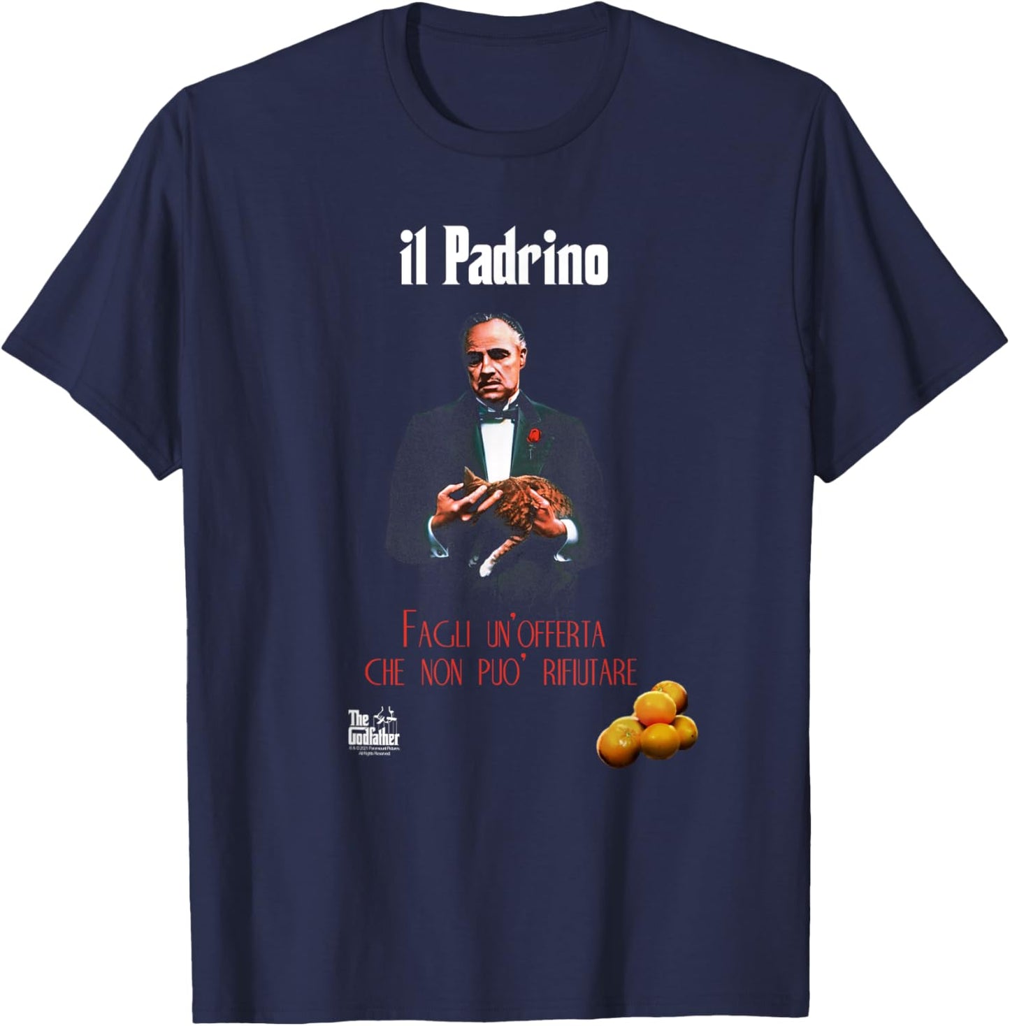 Ripple Junction The Godfather Italian Poster - Men's Black Classic Fit Short Sleeve Novelty - Size S T-Shirt - T-Shirt | Navy