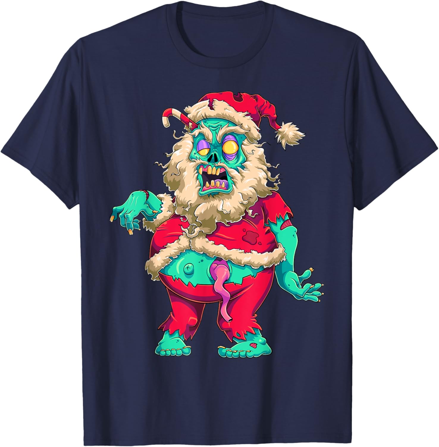 Scary Zombie Santa Claus Merry Creepy Christmas Krampus Kids T-Shirt - T-Shirt | Navy