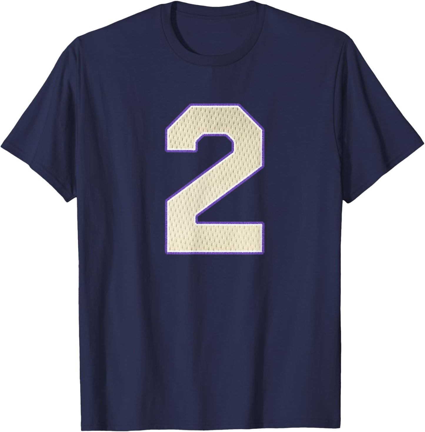 Football Jersey Number 2 Personalized Sports Purple Gold T-Shirt - T-Shirt | Navy