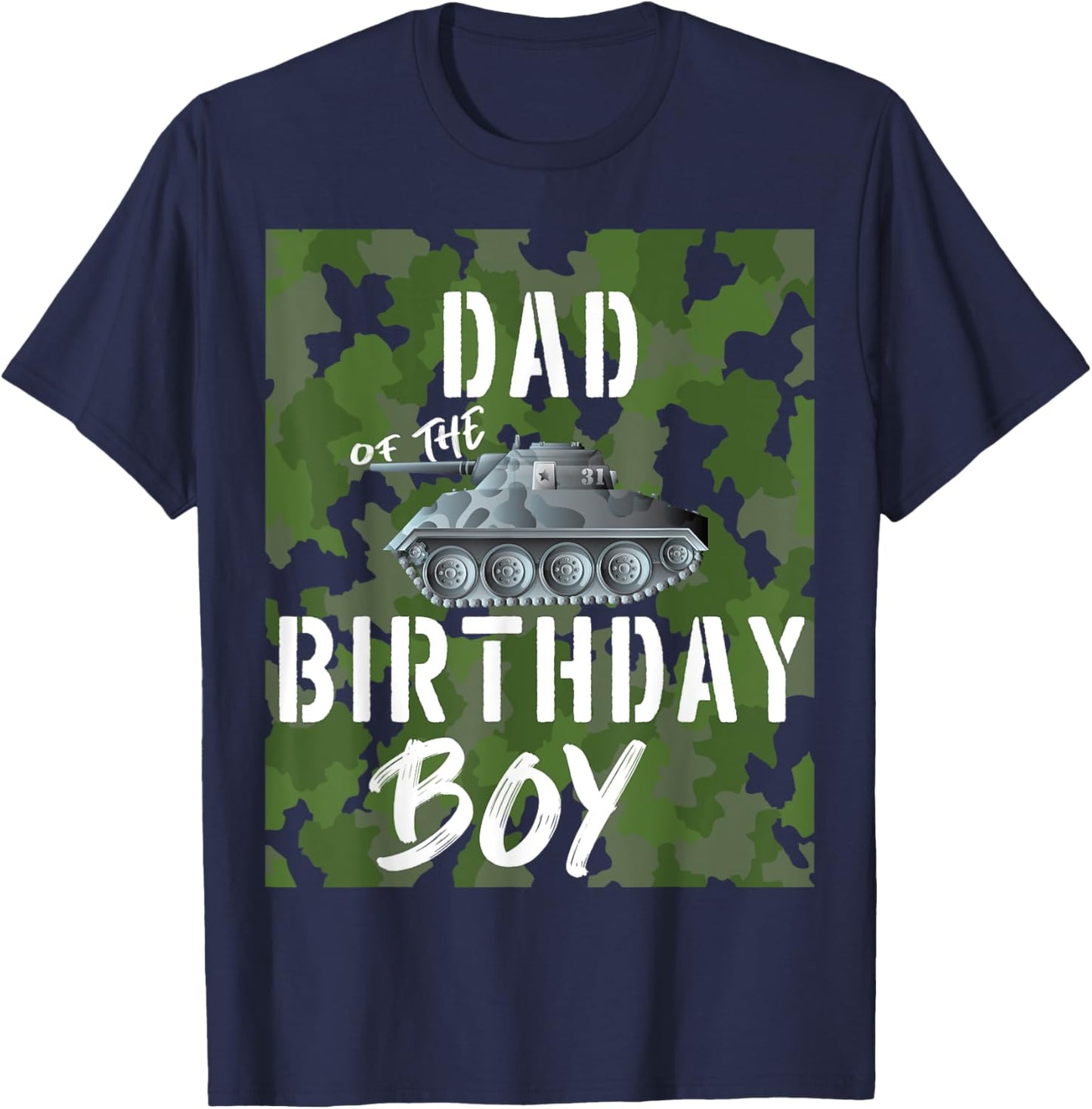 Dad Of The Birthday Boy Military Tank Matching Family T-Shirt - T-Shirt | Navy