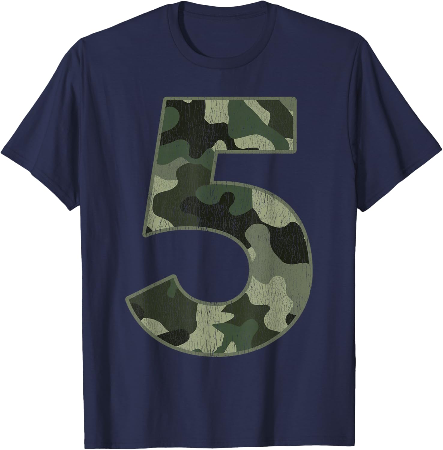 5th Birthday Army Birthday Party 5 Years Old Camo Number 5 T-Shirt - T-Shirt | Navy