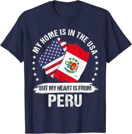 American Patriot Peru Flag American Peruvian Roots T-Shirt - T-Shirt | Navy