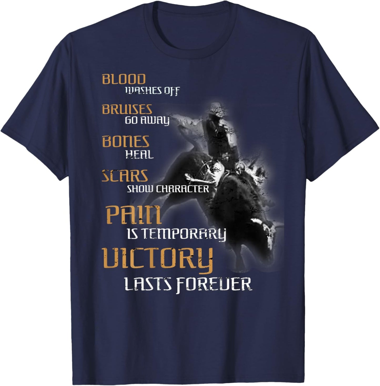 Bull Riding Texas Rider Cowboy Western - DESIGN ON BACK T-Shirt - T-Shirt | Navy