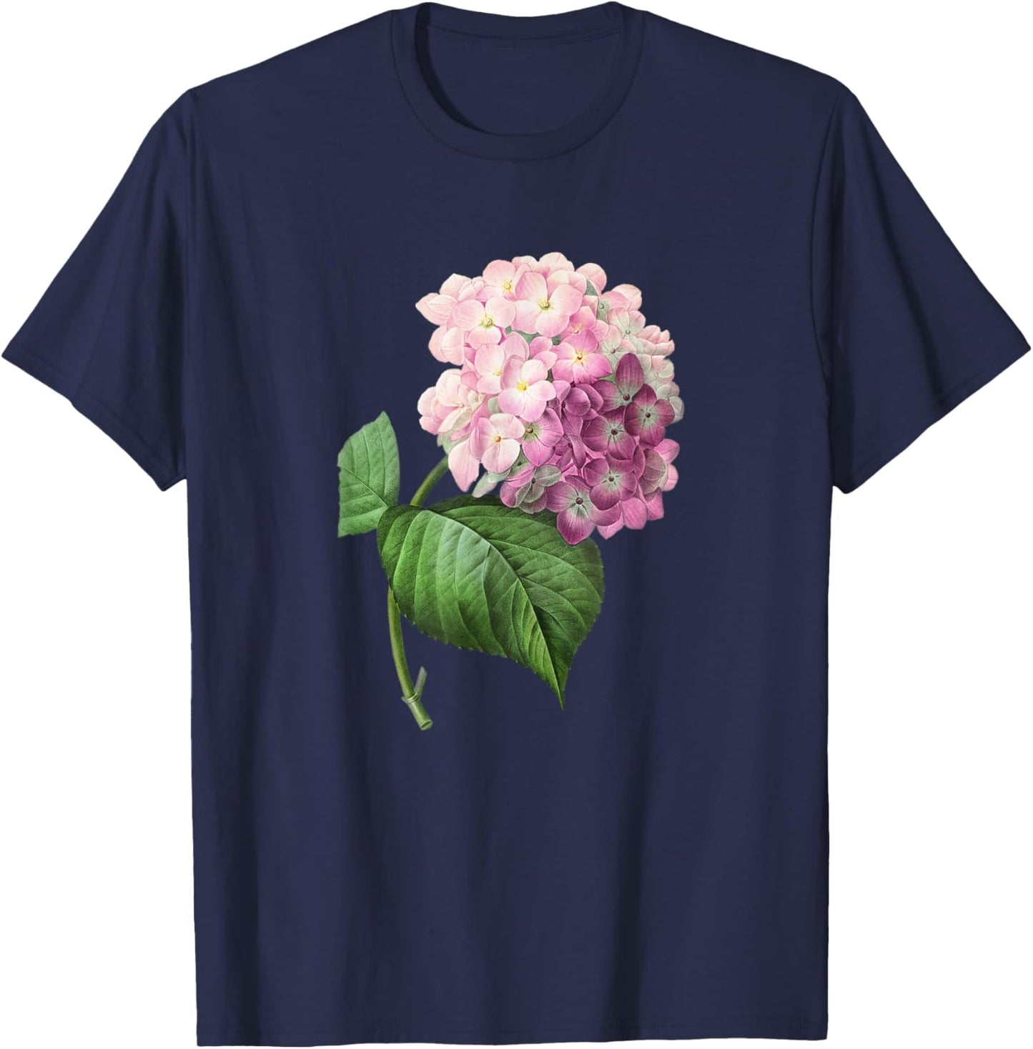 Vintage Romantic Beautiful Hydrangea Flower Floral Art Shirt T-Shirt - T-Shirt | Navy