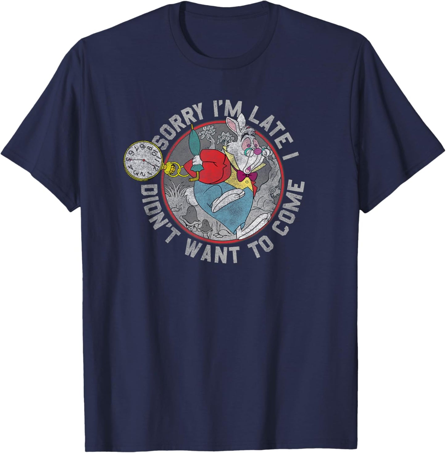 Disney Alice In Wonderland White Rabbit Sorry I Am Late T-Shirt - T-Shirt | Navy