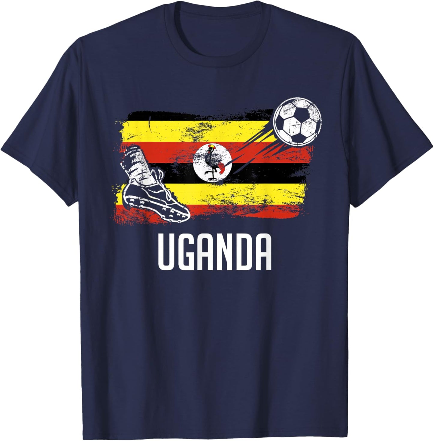 Uganda Flag Jersey Ugandan Soccer Team Ugandan T-Shirt - T-Shirt | Navy