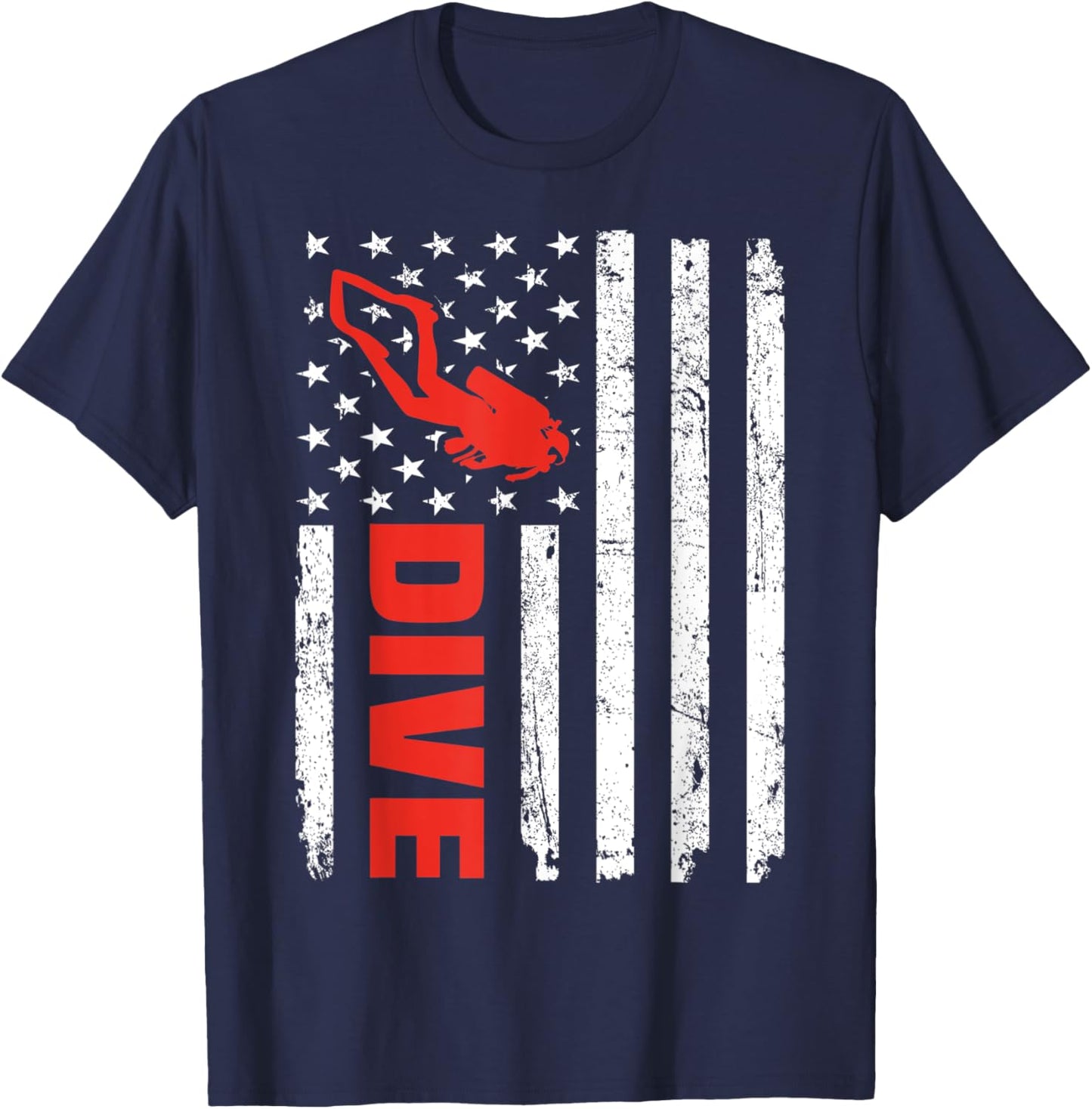 USA Flag Scuba Diving for Scuba Diver Instructor T-Shirt - T-Shirt | Navy
