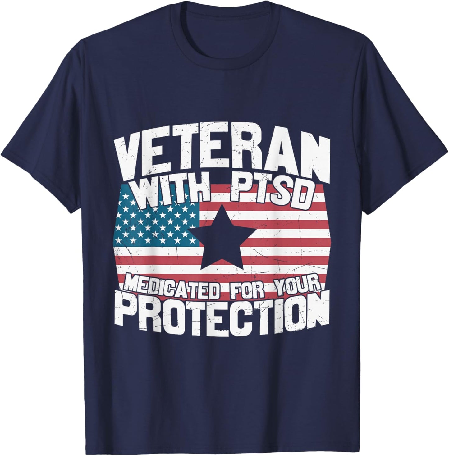 Veteran U.S Flag PTSD Awareness T-Shirt - T-Shirt | Navy