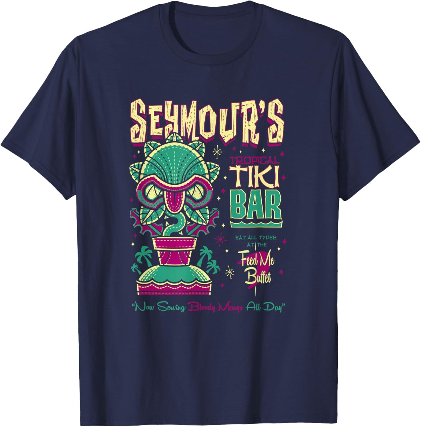 Seymours Creepy Cute Tropical Tiki Lounge - Surf Monster T-Shirt - T-Shirt | Navy