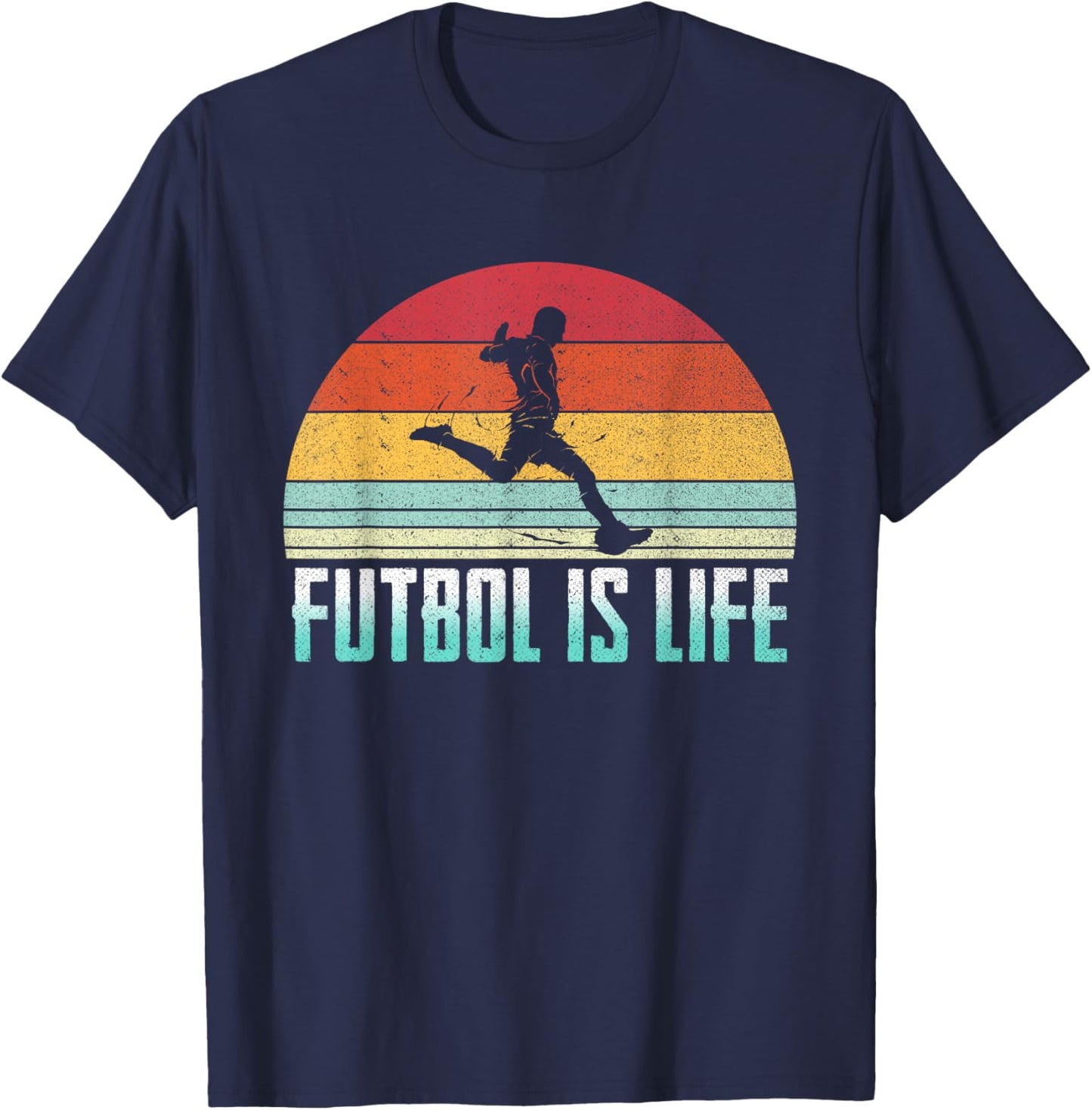 Futbol Is Life Retro Vintage Soccer Player Costume T-Shirt - T-Shirt | Navy