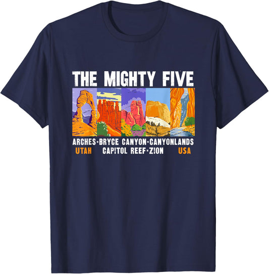 Mighty Five Utah National Parks Distressed Vintage T-Shirt - T-Shirt | Navy