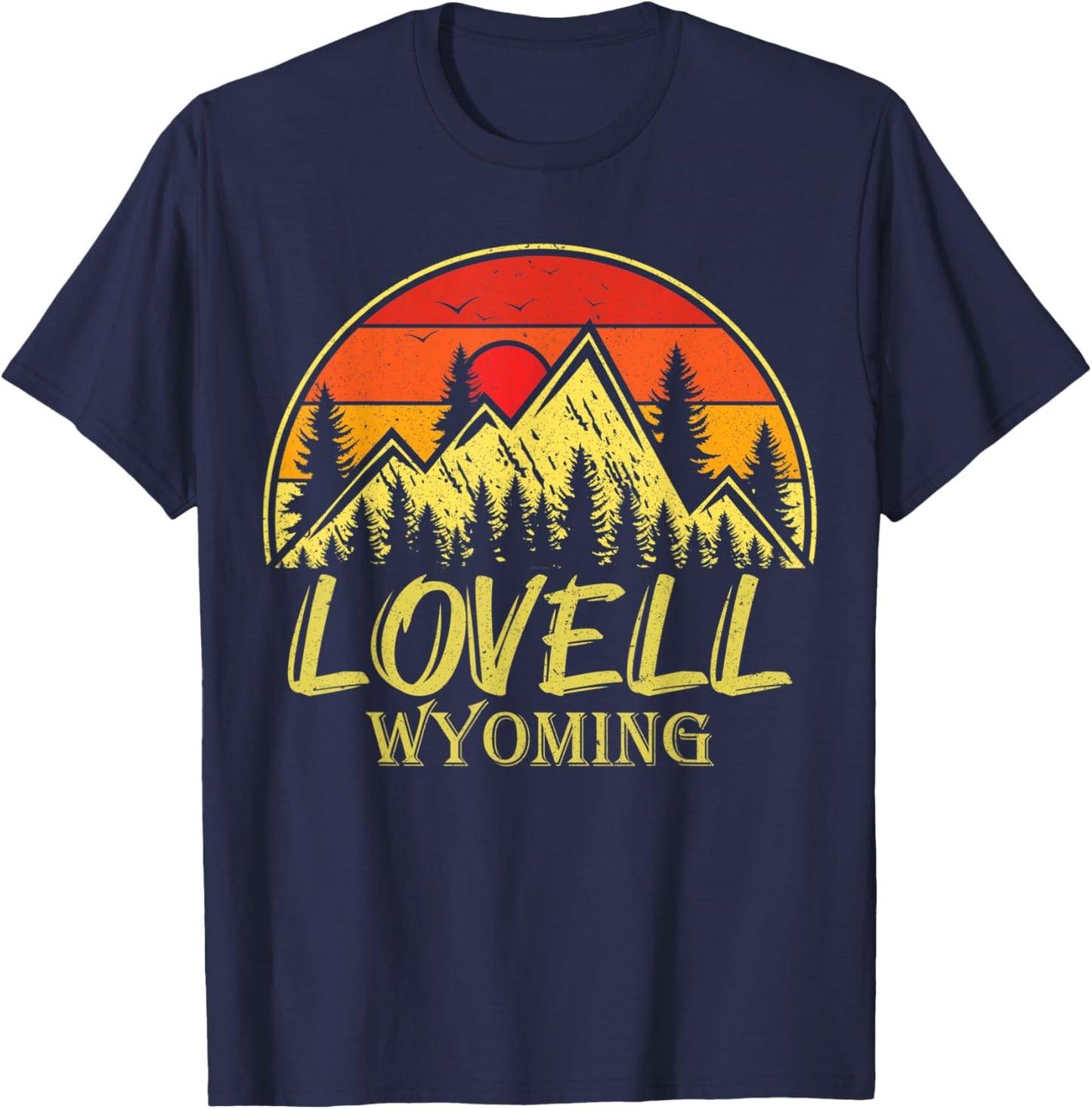 Vintage Lovell Wyoming WY Mountains Hike Hiking Souvenir T-Shirt - T-Shirt | Navy