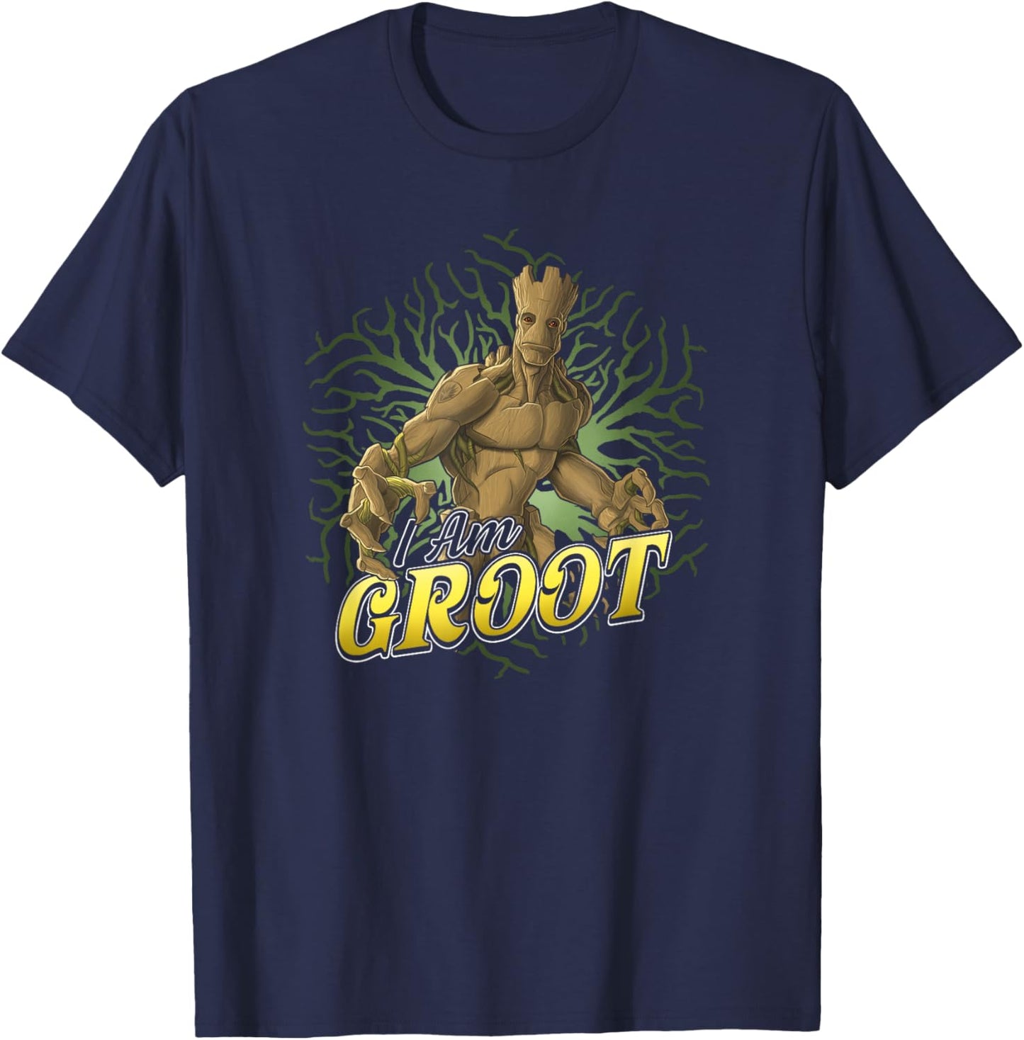 Marvel Guardians Of The Galaxy I Am Adult Groot Roots Poster T-Shirt - T-Shirt | Navy