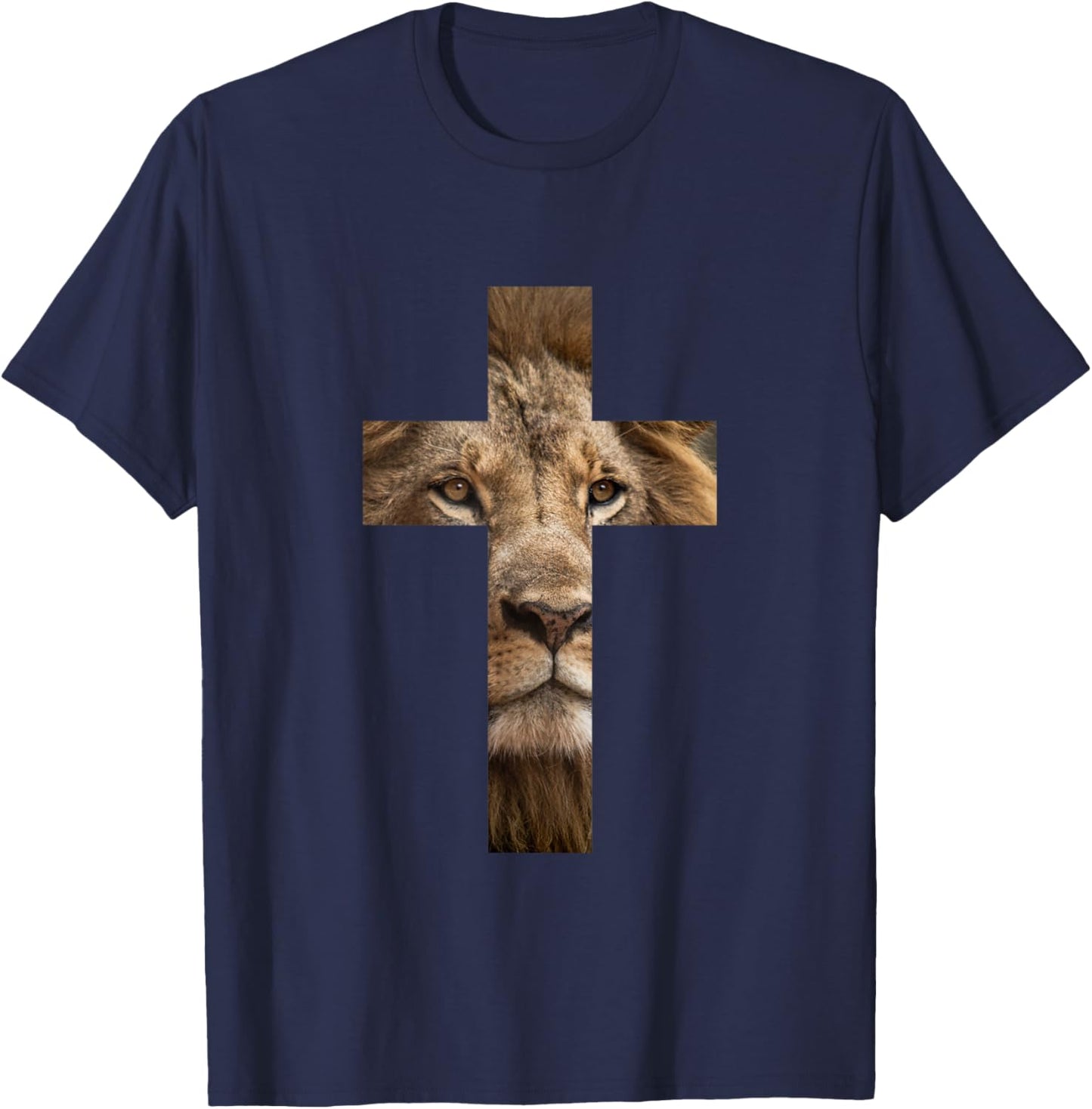 Lion Cross King Lord Jesus Bible Judah T-Shirt - T-Shirt | Navy