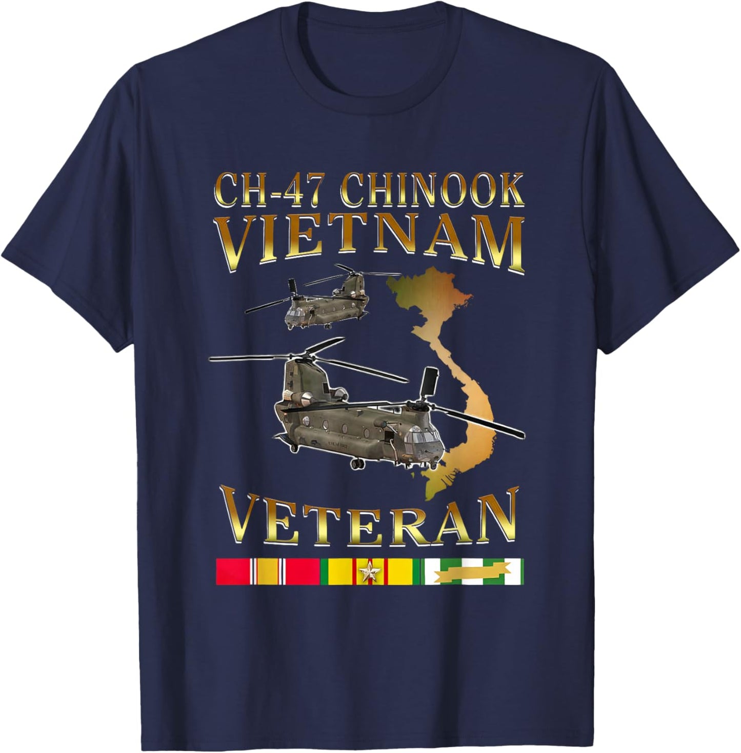 CH-47 chinook Vietnam Veteran Gift Father Veteran T-Shirt - T-Shirt | Navy