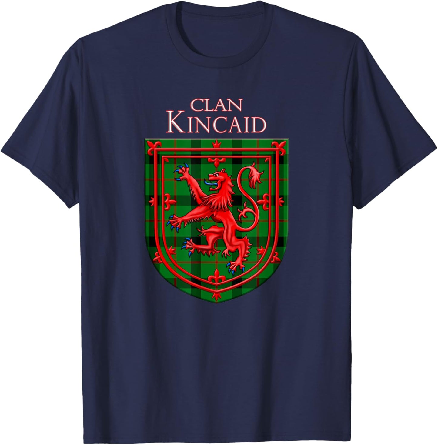 Kincaid Tartan Scottish Plaid Lion Rampant T-Shirt - T-Shirt | Navy