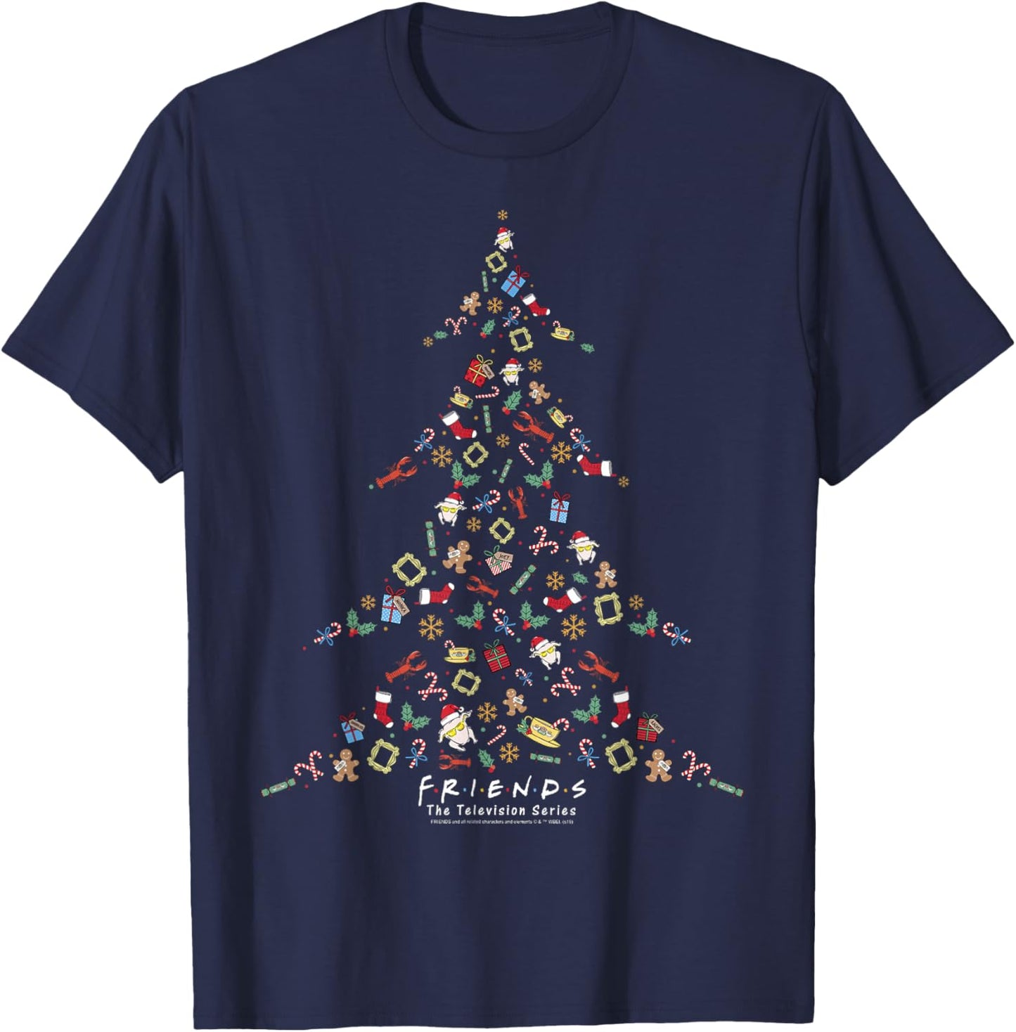 Friends Christmas Tree Logo Mashup T-Shirt - T-Shirt | Navy