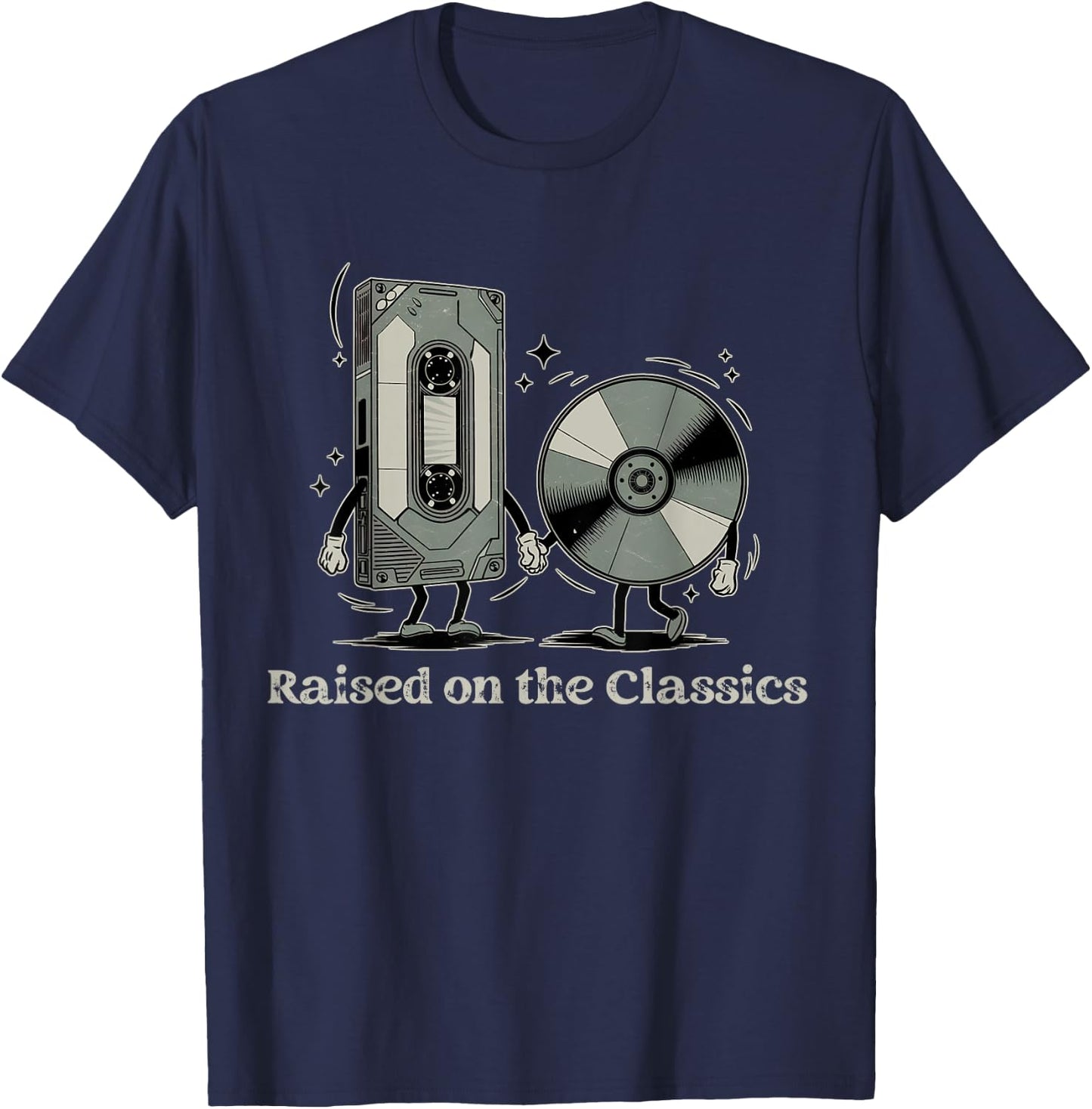 Raised on the Classics – Nostalgic VHS, DVD, 4k Bluray Disc T-Shirt - T-Shirt | Navy