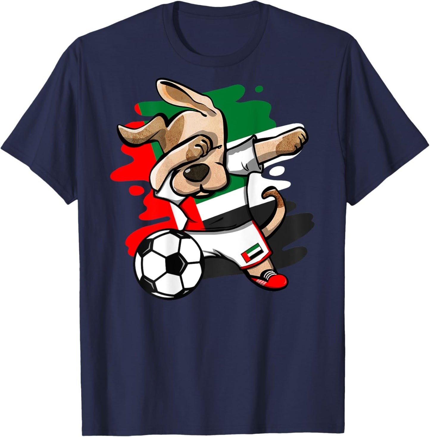 Dabbing Dog United Arab Emirates Soccer Fans Jersey Flag T-Shirt - T-Shirt | Navy