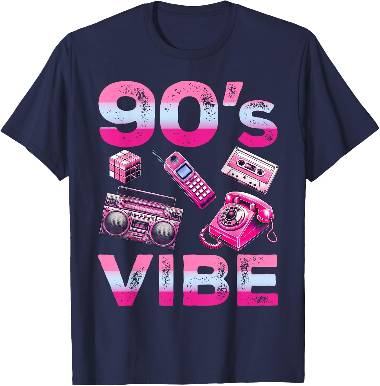 90s Vibe 1990s Vintage Style Nineties Retro Party T-Shirt - T-Shirt | Navy