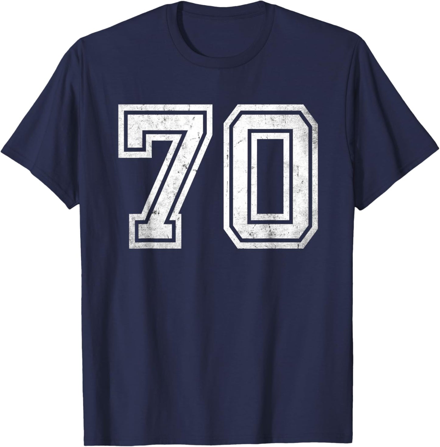 Number #70 Sport White Vintage Number T-Shirt - T-Shirt | Navy