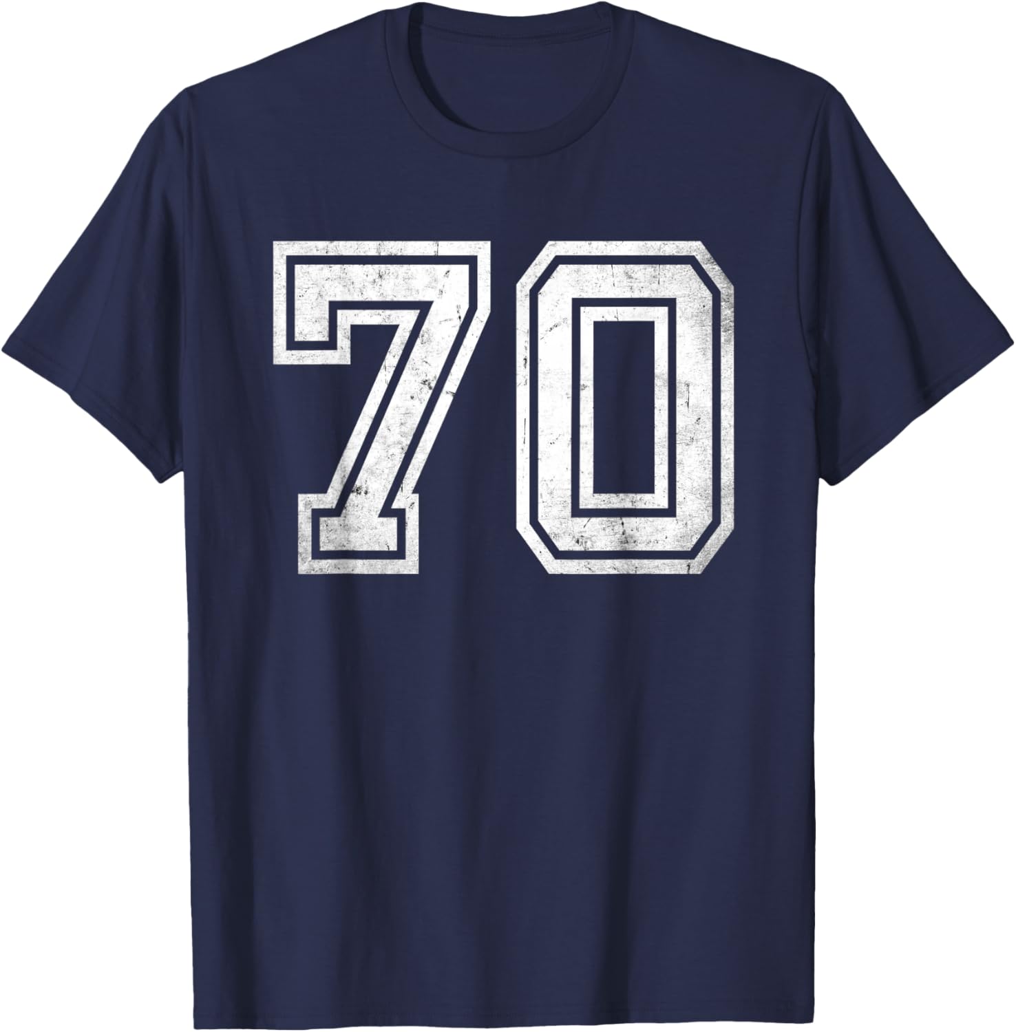 Number #70 Sport White Vintage Number T-Shirt - T-Shirt | Navy