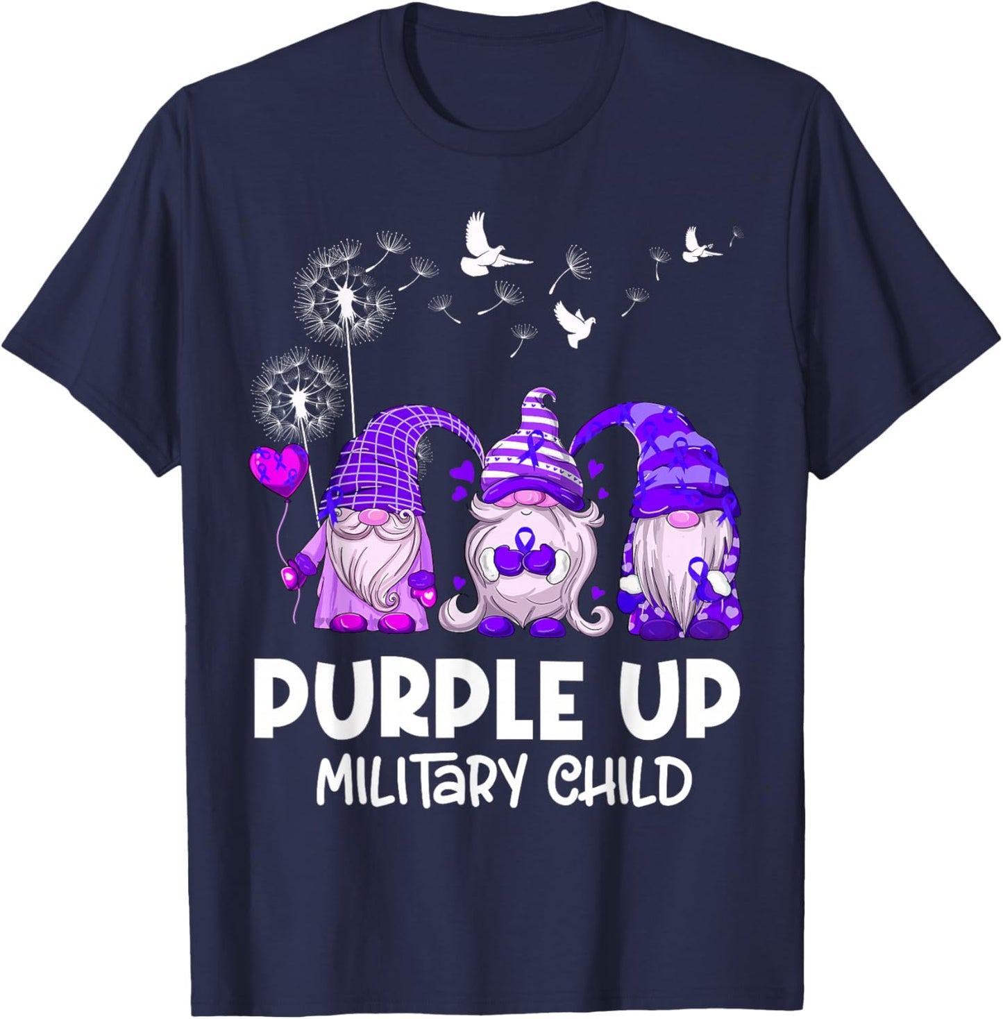 Purple Up For Military Kids - Gnome Military Child Month T-Shirt - T-Shirt | Navy
