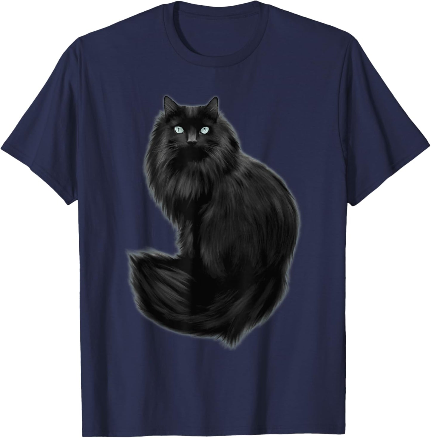 Beautiful Maine Coon Cat With Pretty Eyes Long Hair Cat T-Shirt - T-Shirt | Navy