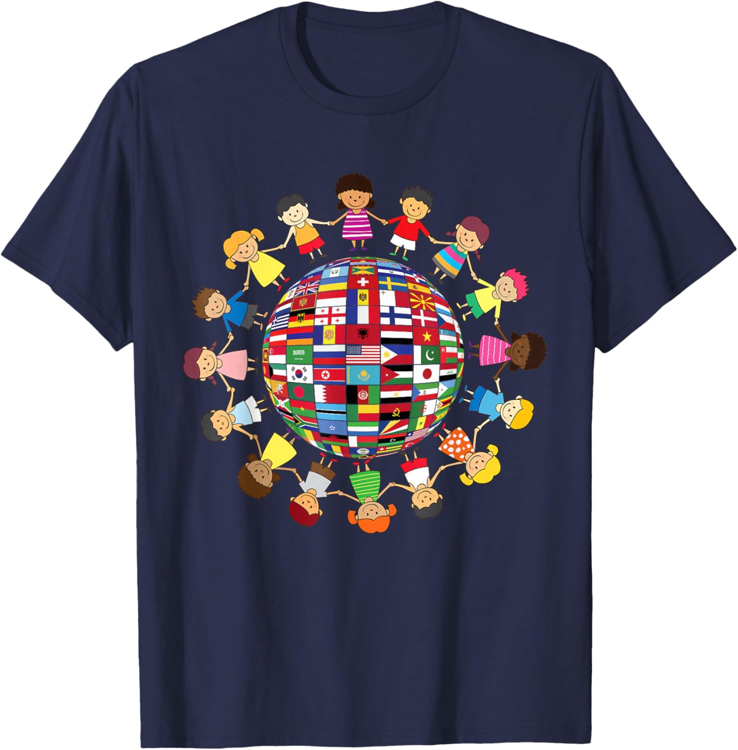Flags of The World Cultural, Diversity Kids Around The Globe Small T-Shirt - T-Shirt | Navy