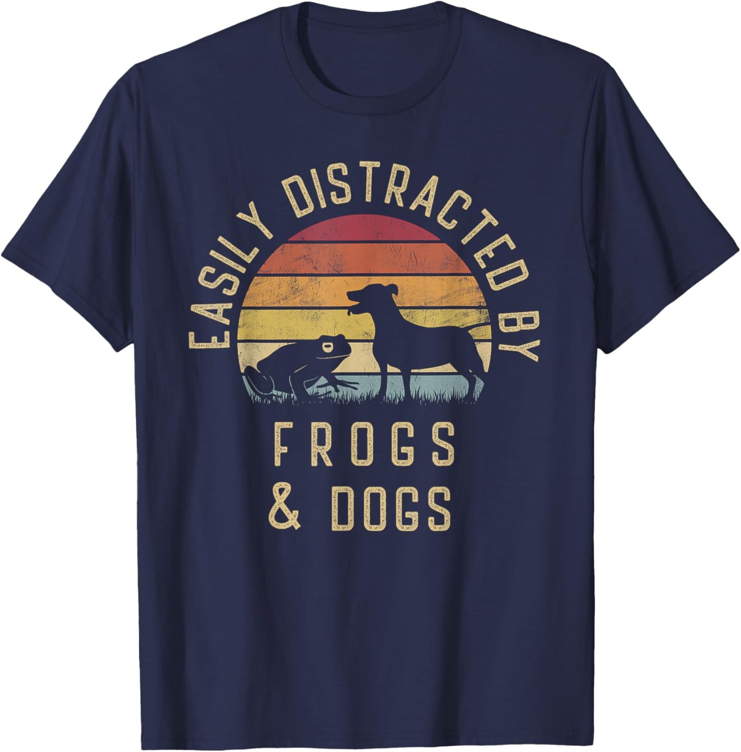 Easily distracted by Frogs and dogs I like heart Frog dog Men Women Girls Kids T-Shirt - T-Shirt | Navy