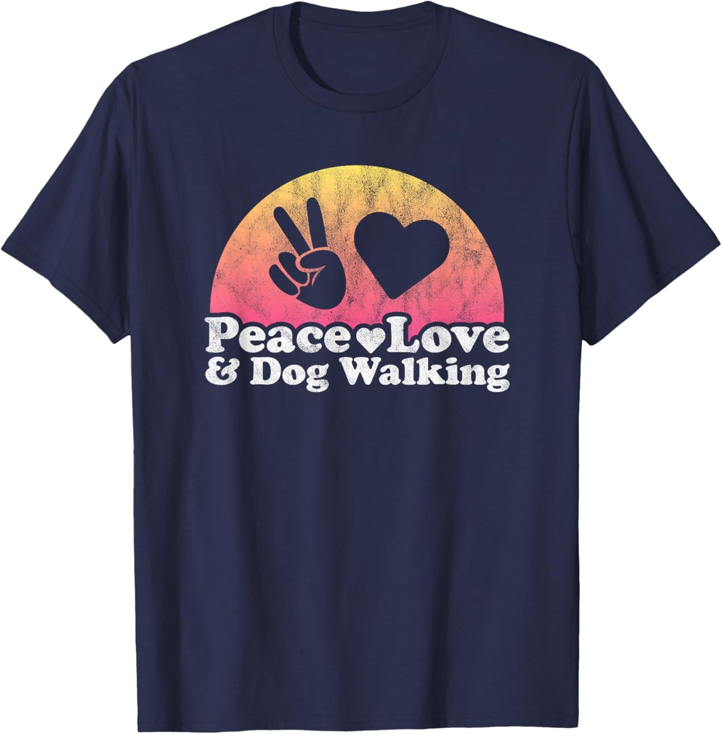 Peace Love and Dog Walking Dog Walker Men Women Kids T-Shirt - T-Shirt | Navy