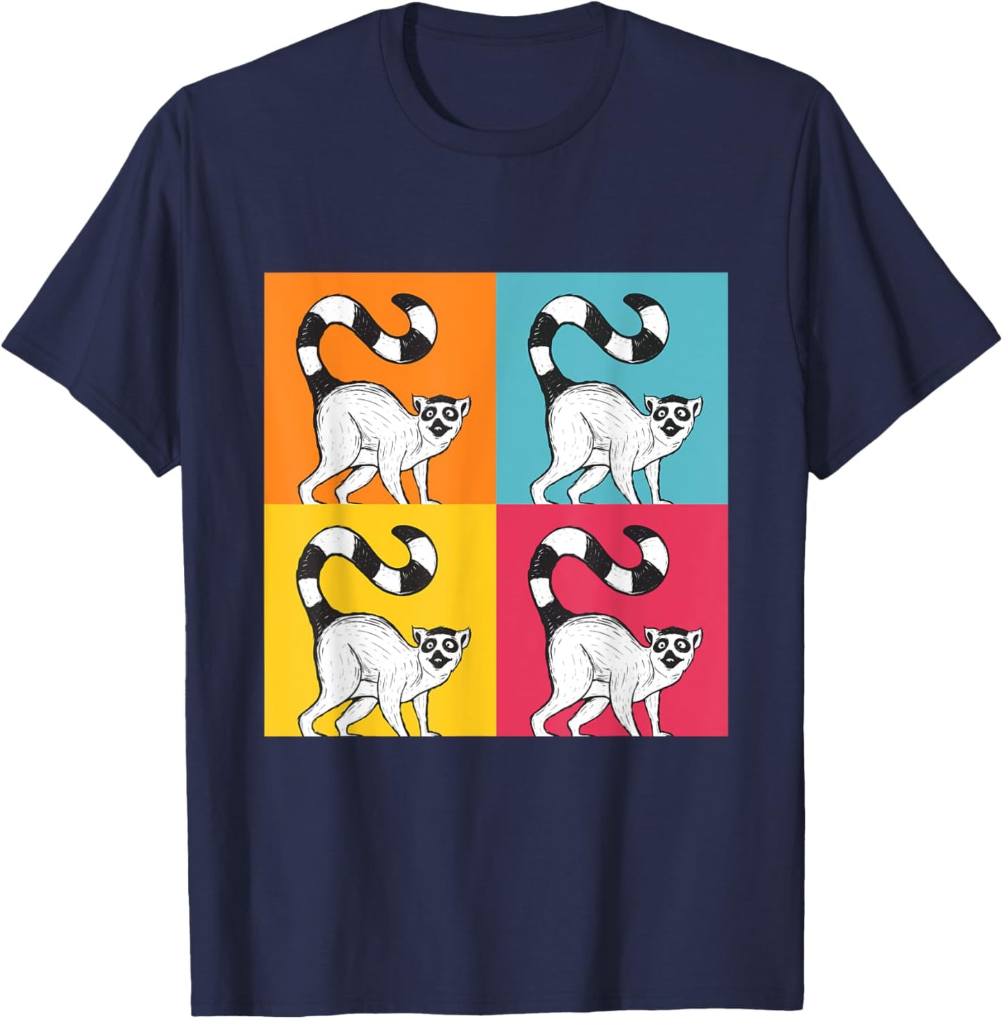 Lemur Pop Art - Zookeeper Animal Researcher Lemur Lover T-Shirt - T-Shirt | Navy