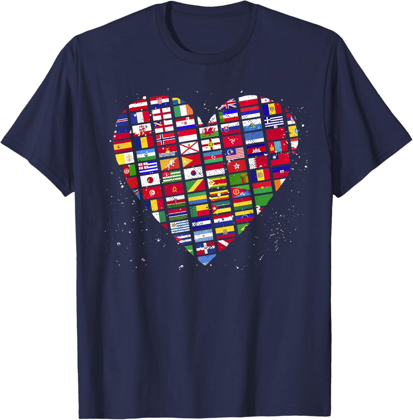 Heart World Country Flags Planet Birthday Earth Day T-Shirt - T-Shirt | Navy