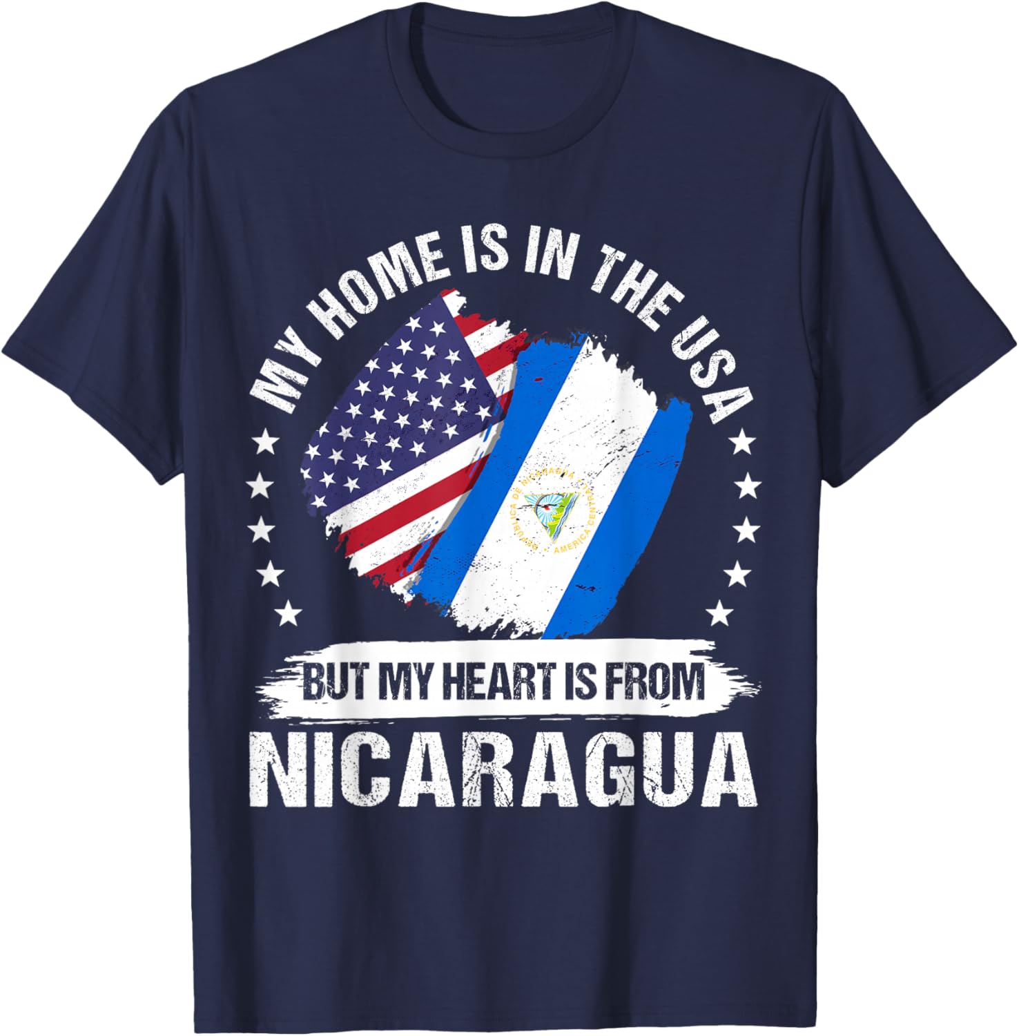 American Patriot Nicaragua Flag American Nicaraguan Roots T-Shirt - T-Shirt | Navy