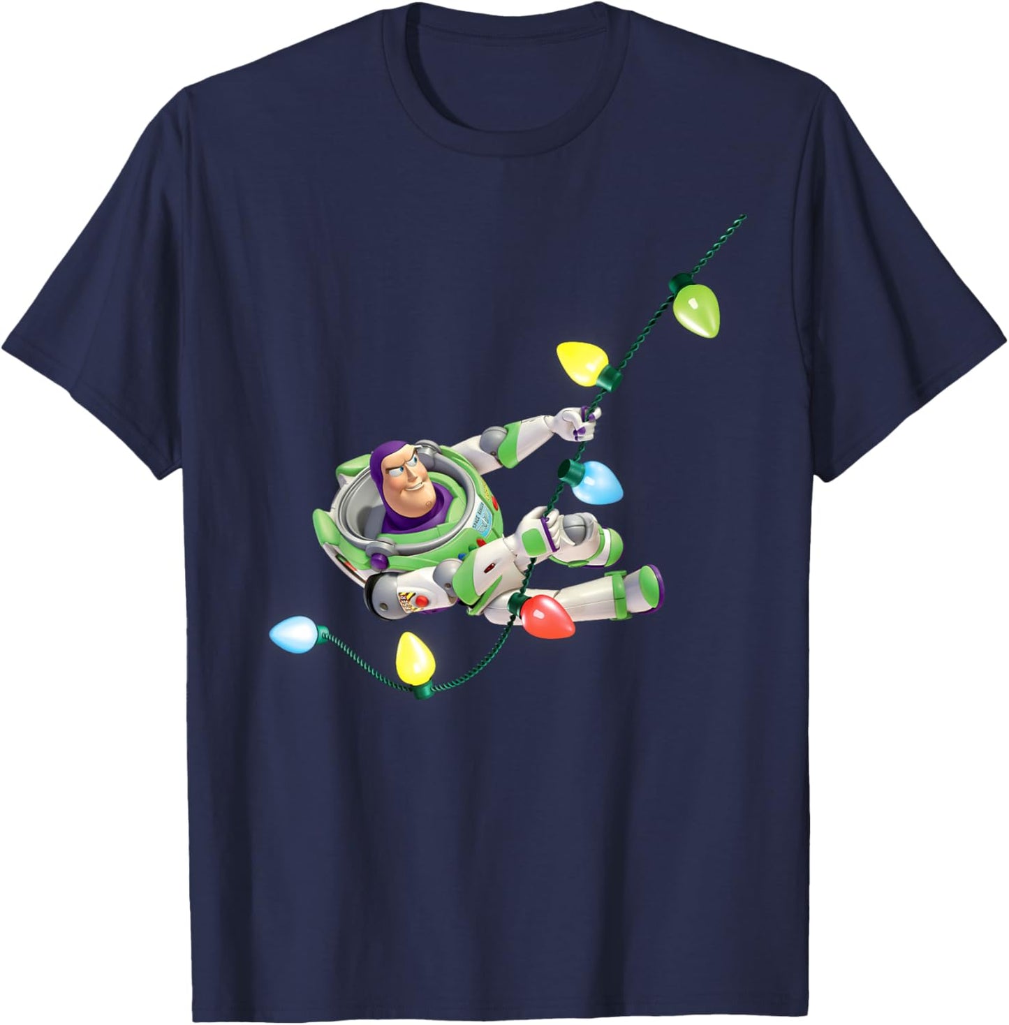 Disney Pixar Toy Story Buzz Lightyear Christmas Lights T-Shirt - T-Shirt | Navy