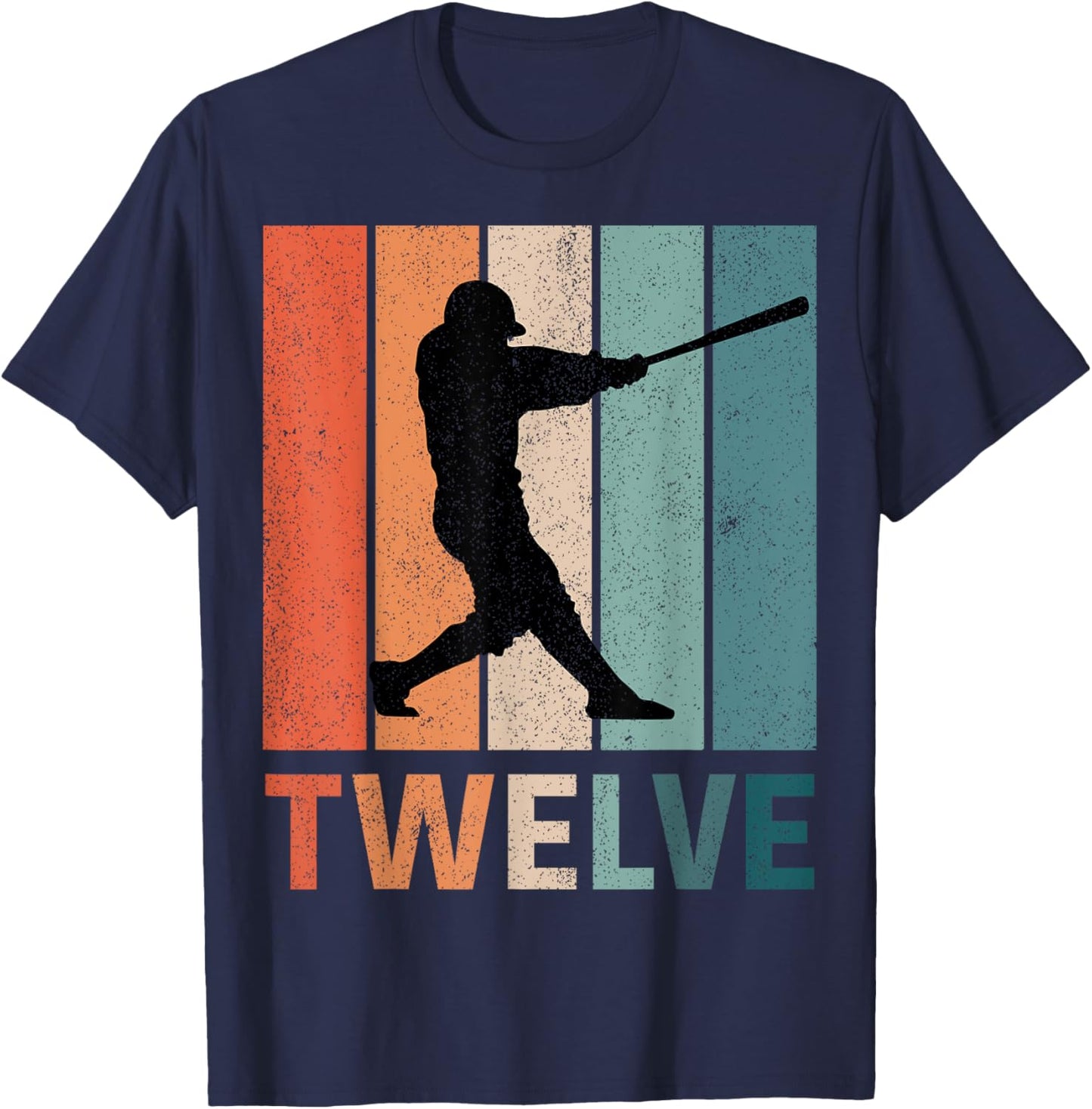 12th Birthday Retro Baseball Player Boys Kids 12 Years Old T-Shirt - T-Shirt | Navy