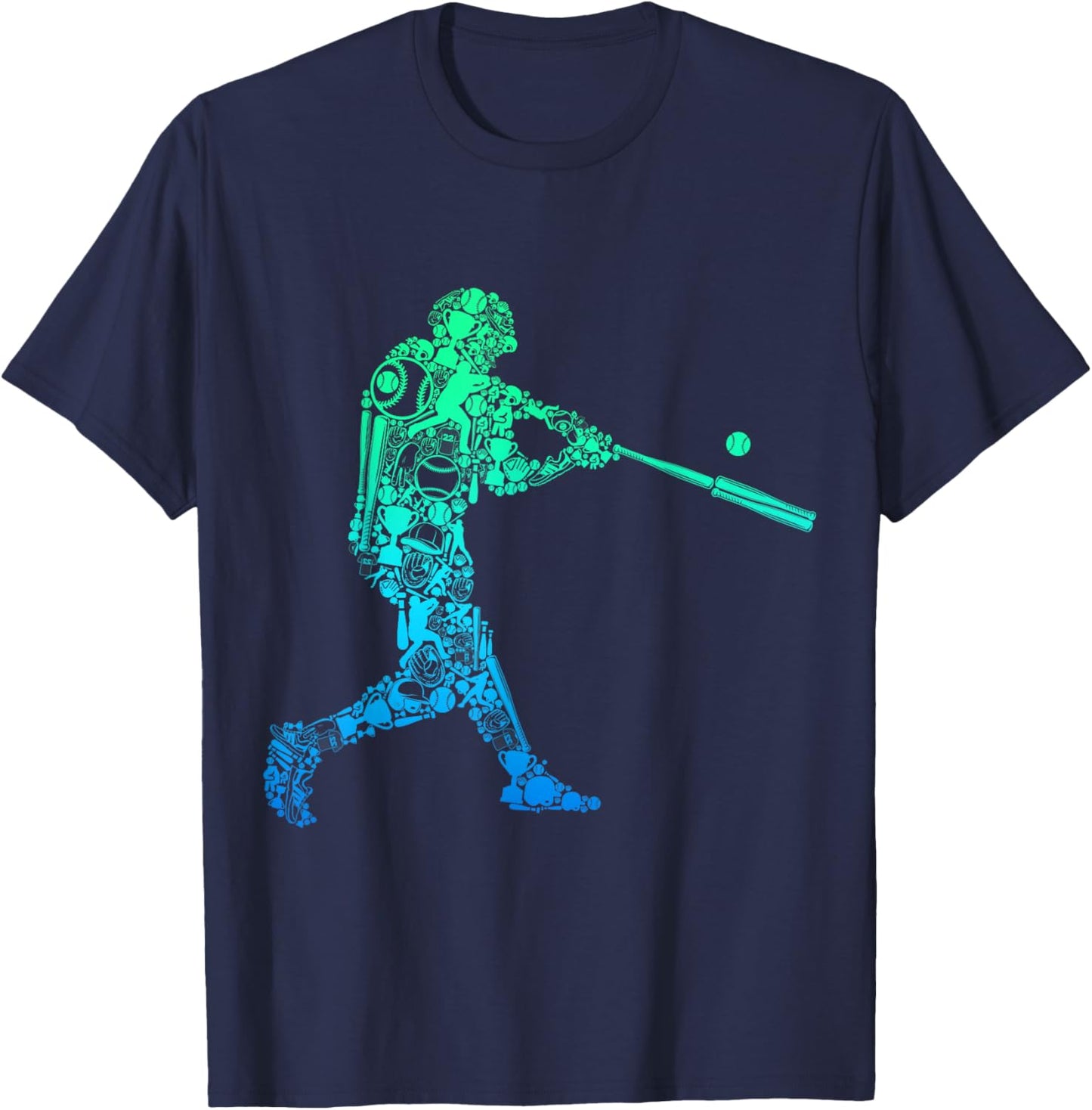 Baseball Player Batter Youth Men Kids Boys T-Shirt - T-Shirt | Navy