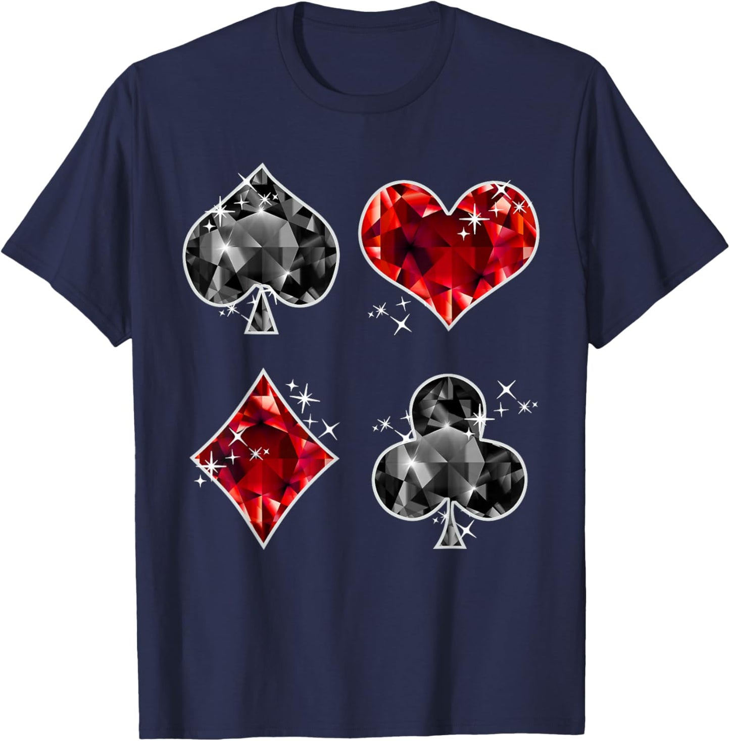 Poker Hearts Spades Diamonds Clubs Sign - Poker T-Shirt - T-Shirt | Navy